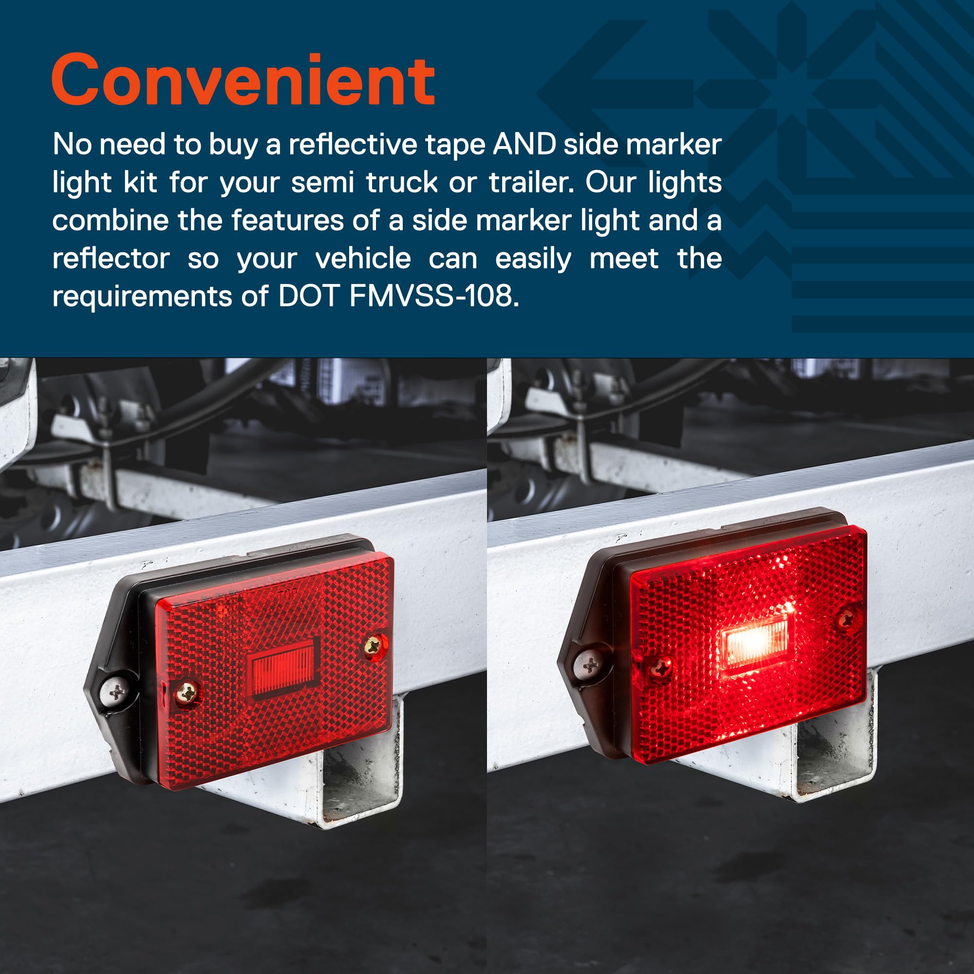 True Mods 2X3 3X2 Inch Red Led Surface Mount Side Marker Light [Dot Fmvss-108] [Sae Ap2] [Ip67 Waterproof] [Integrated Reflector
