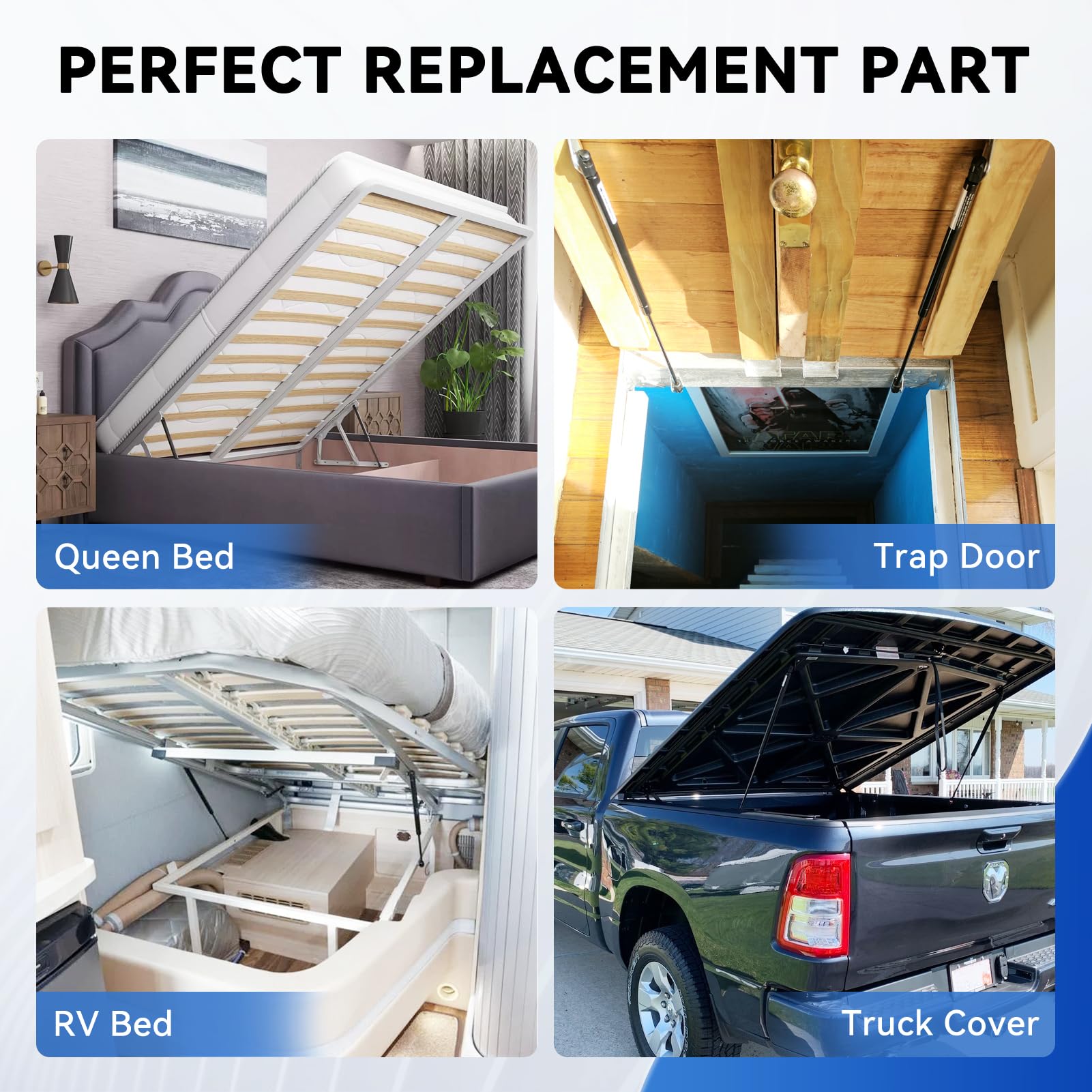 ARANA 20 Gas Prop Struts Shocks - 200 LB Lift Supports for RV Murphy Bed, Truck Trailer, Tonneau Cover, Floor Hatch (170-220 LBS Support)