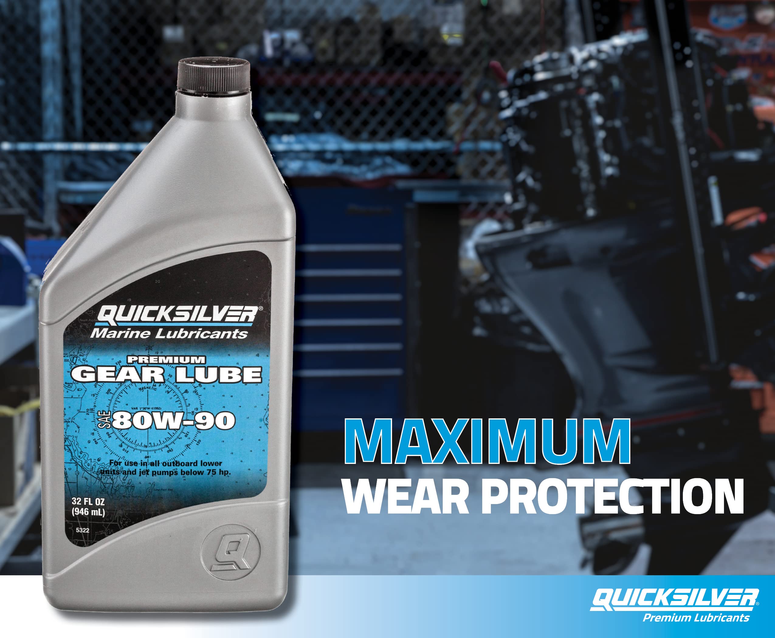 Quicksilver by Mercury Marine 80W-90 Premium Gear Lube, Marine Engine, 9 Oz.
