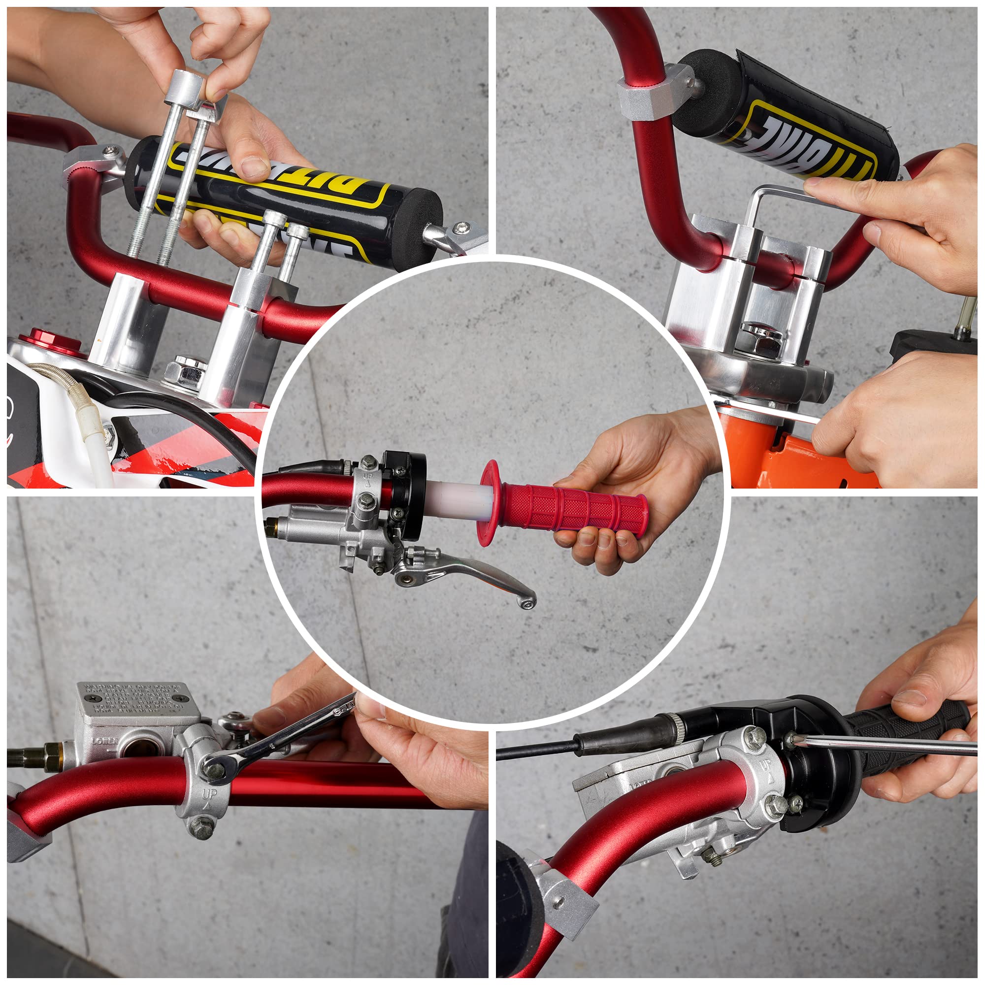 Weiyingsi Powersports-Handlebars, 28.75X7.48X3.54 Inches, Aluminium, Red, Compatible With Crf Yzf Kxf Klx Rmz Drz Dirt Bike Atv Quad