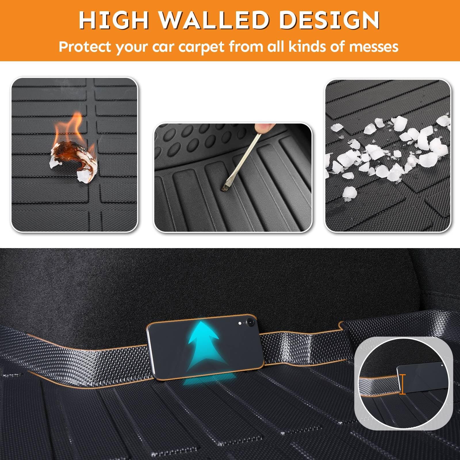 Binmotor Floor Mats Cargo Liner Set For Nissan Kicks 2024 2023 2022-2018, All Weather Mats For Nissan Kicks, Cargo Mat For Nissa