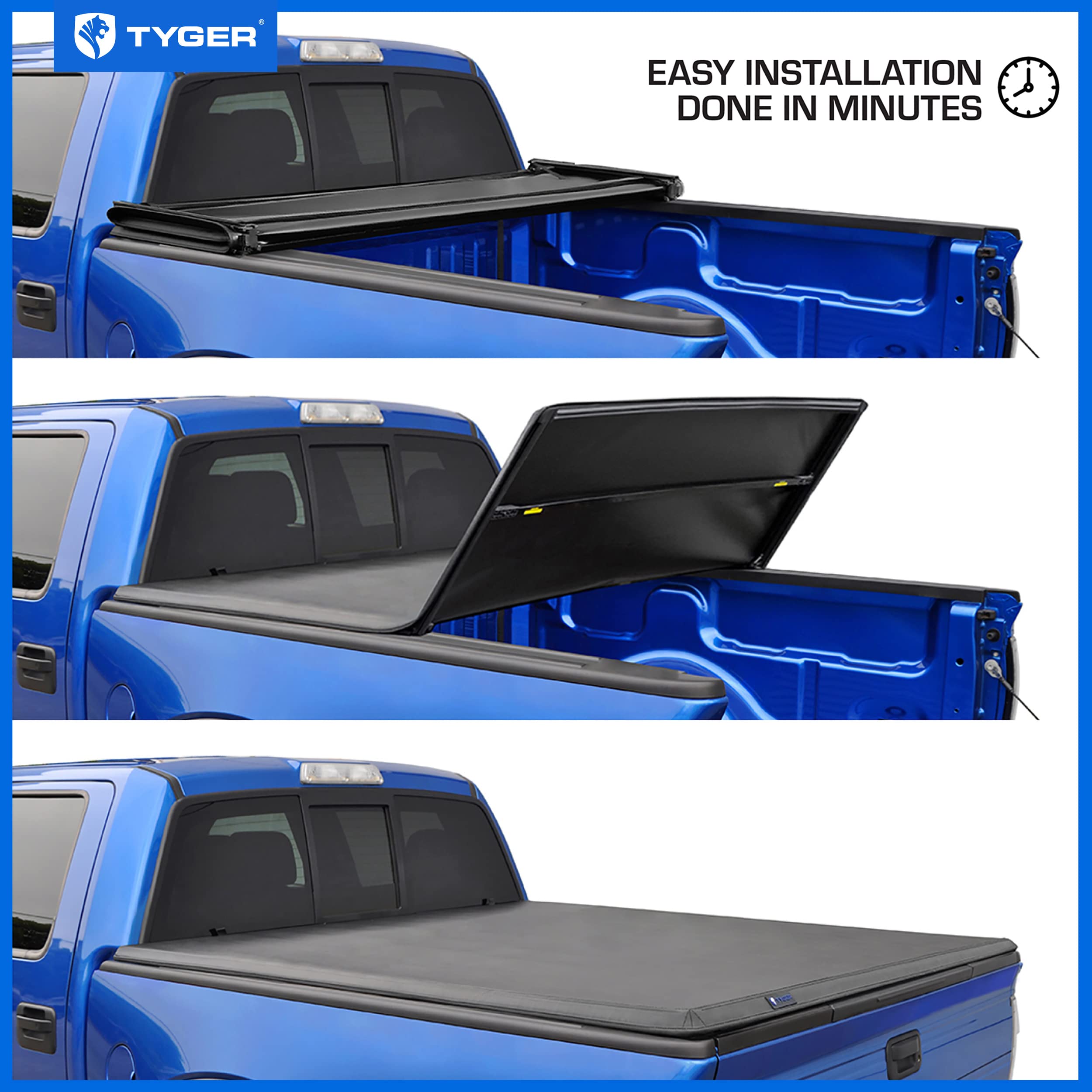 Tyger Auto T3 Soft Tri-Fold Truck Bed Tonneau Cover Compatible With 2015-2022 Chevy Colorado / Gmc Canyon | Fleetside 6'2'' Bed