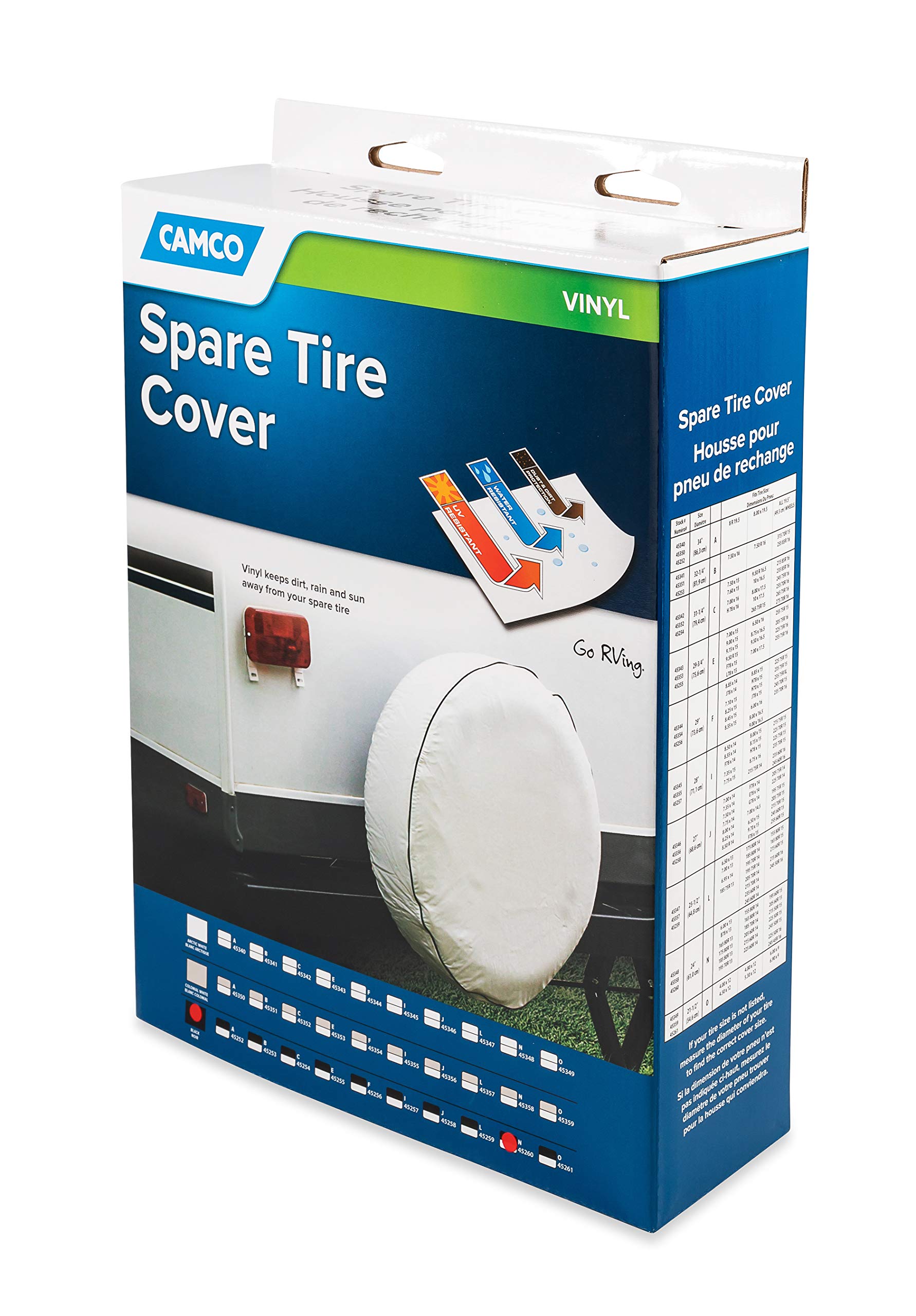 Camco Camper/Rv Spare Tire Cover | Protects Spare Tires From Dirt, Rain, And More & Fits 24    Diameter Tires | Heavy Nylon Thre