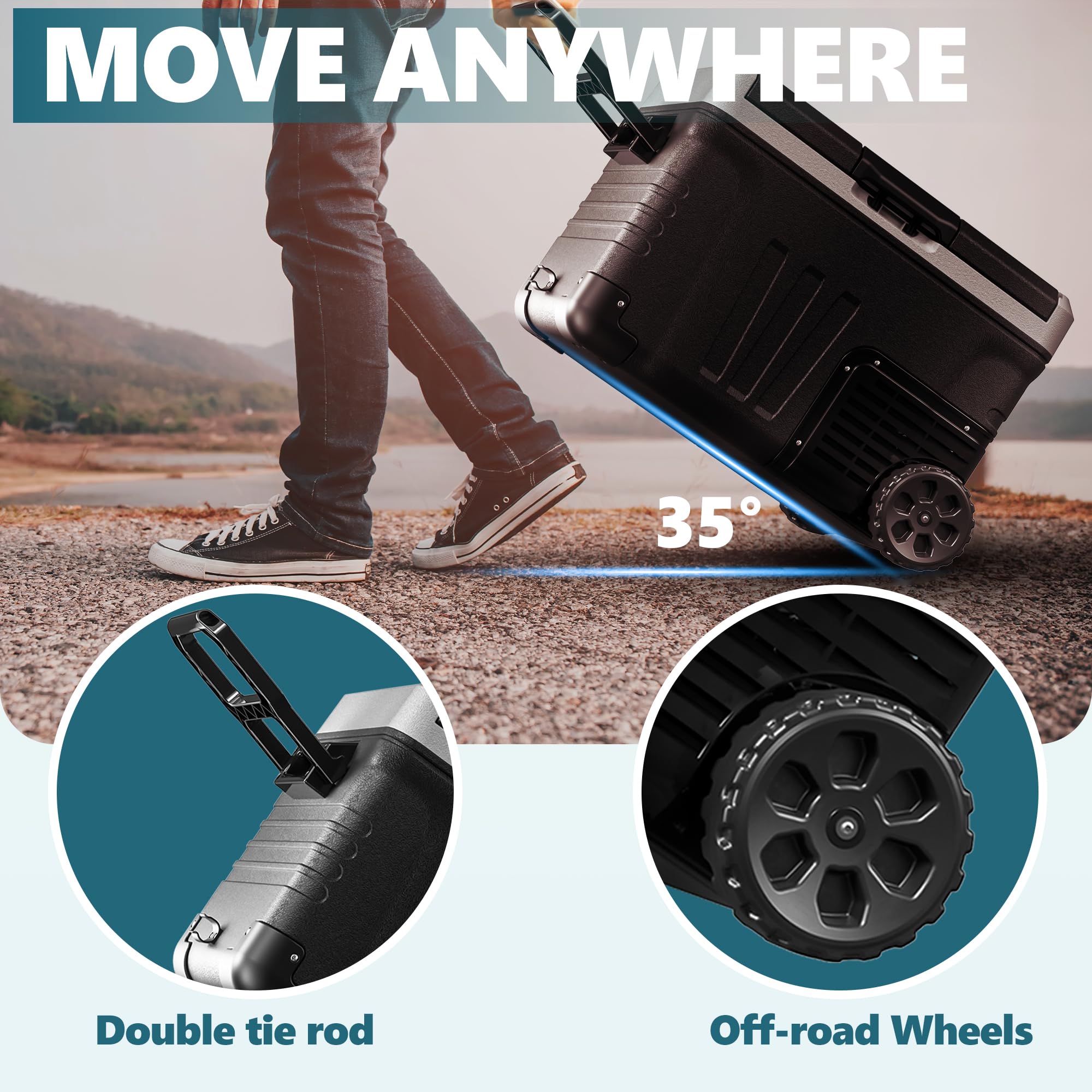 Euhomy 12 Volt Refrigerator, 37Qt(35L) Electric Cooler, Portable Freezer 12V/24V Dc 110-240V Ac, 12V Fridge -4?~68?, 12V Cooler