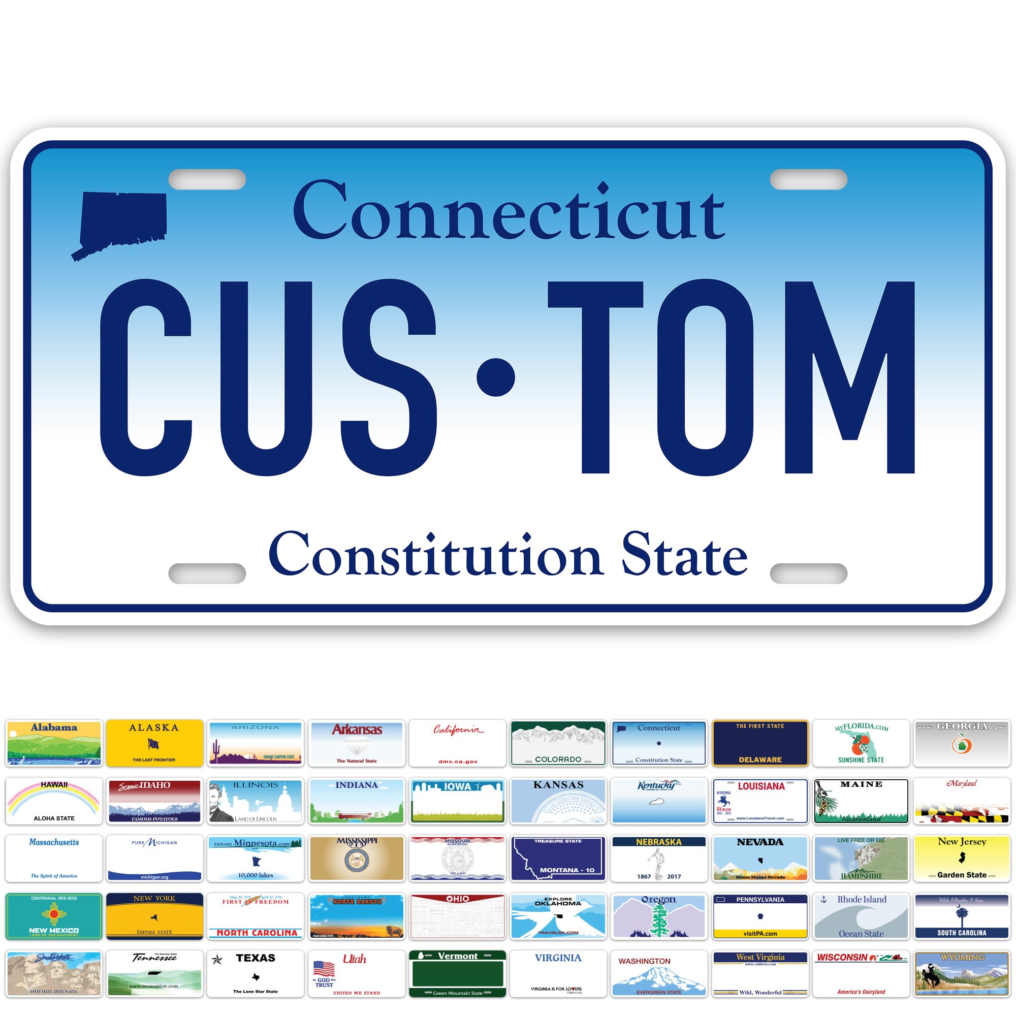 Custom Connecticut License Plate, Personalized License Plates For Car, 6X12 Inch, Rust-Free Fade Resistant Aluminum, Usa Made By