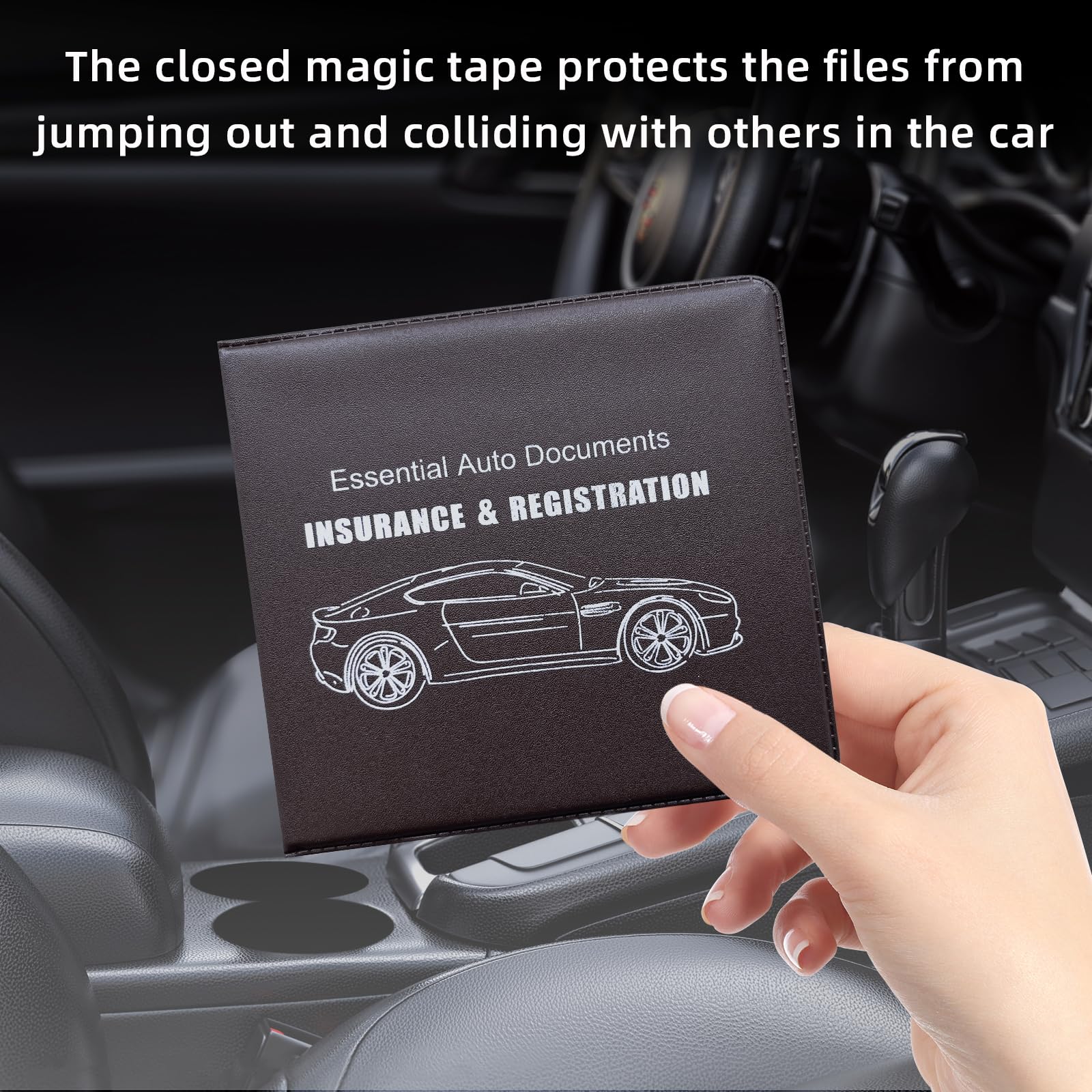 Ziciner Car Registration Insurance Holder, 2Pack Essential Auto Card Document Glove Box Organizer With Closure, Vehicle Interior