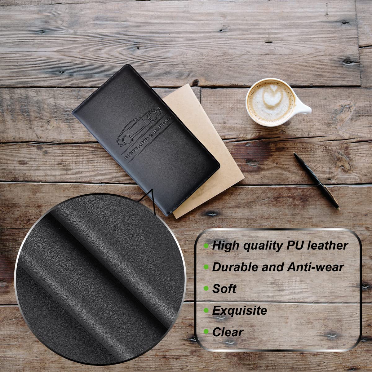 Premium Car Registration And Insurance Holder,Black Registration Insurance Card Holder,Glove Box Organizer Makes Your Documents In Order.