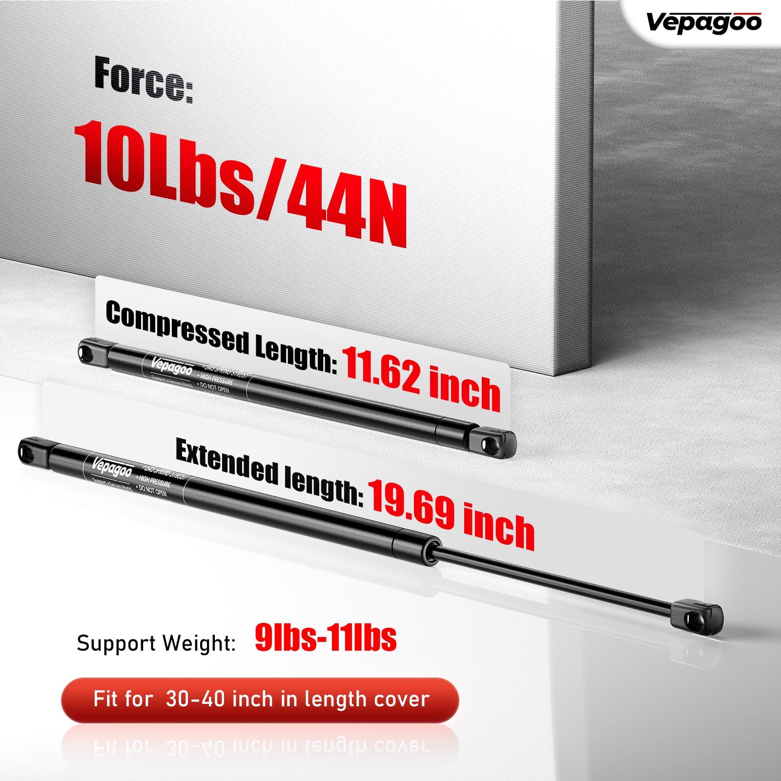 Vepagoo Gas Struts 20 Inch 10lbs/44N Shocks Spring Lift Support for RV Bed Camper The Door Tonneau Cover Mattress Travel Trailer