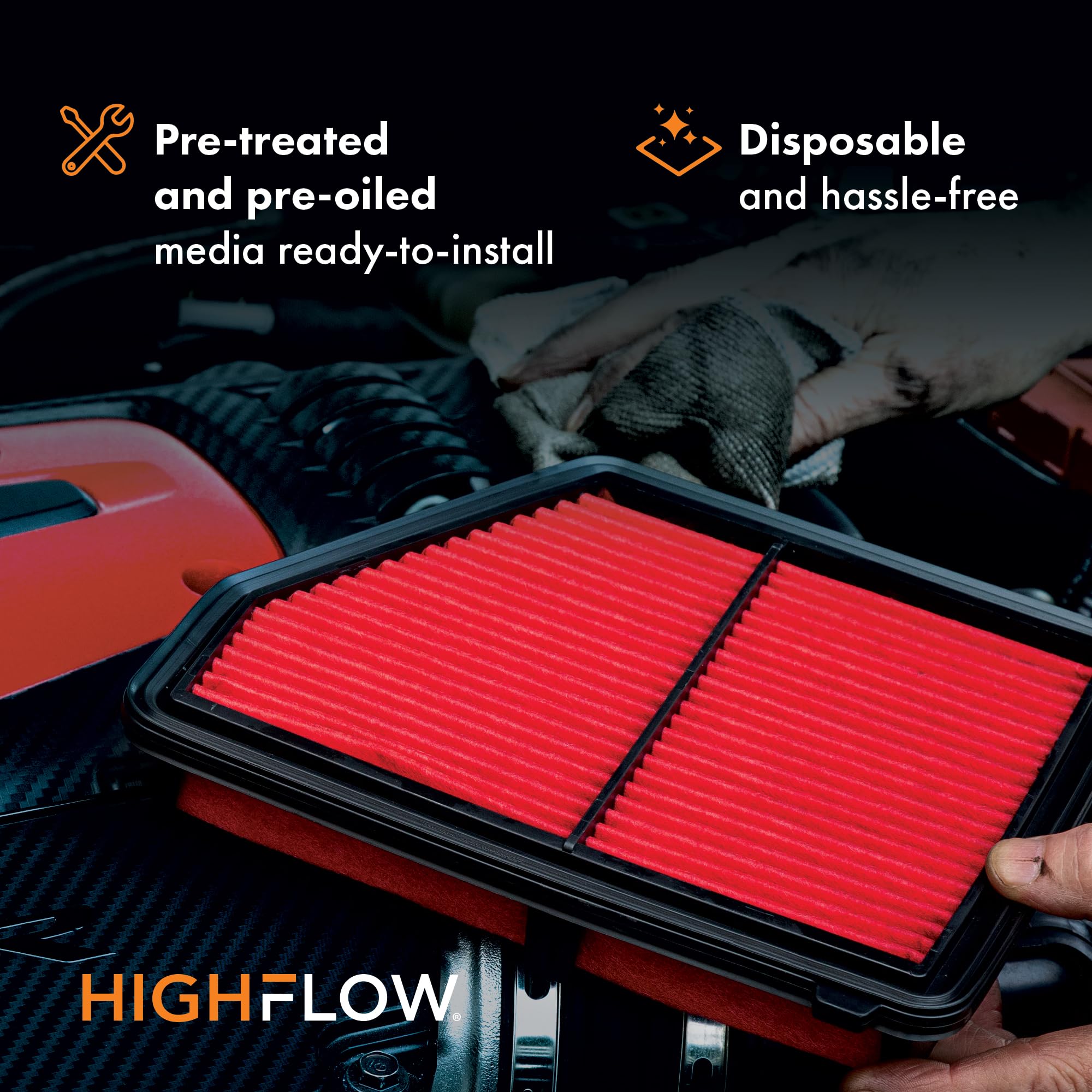 Highflow High Performance, Pre-Oiled Disposable Engine Air Filter Pa99540X | Fits 2022-2025 Hyundai Tucson, 2021-2025 Santa Fe,