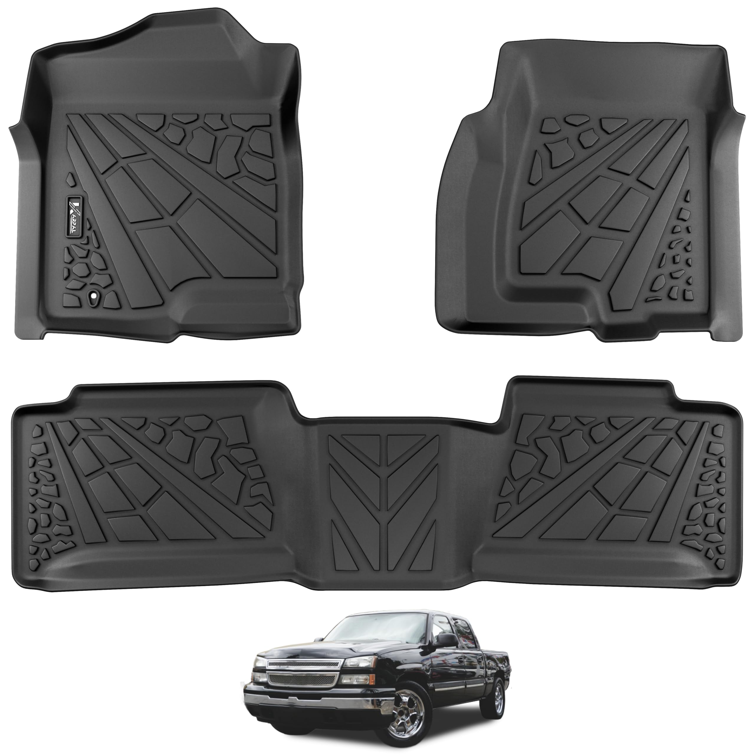 Karpal Floor Mats For 2001-2007 Chevrolet Silverado/Gmc Sierra 1500/2500/3500 (Only Fit Extended Cab Classic Body Style),Tpe All