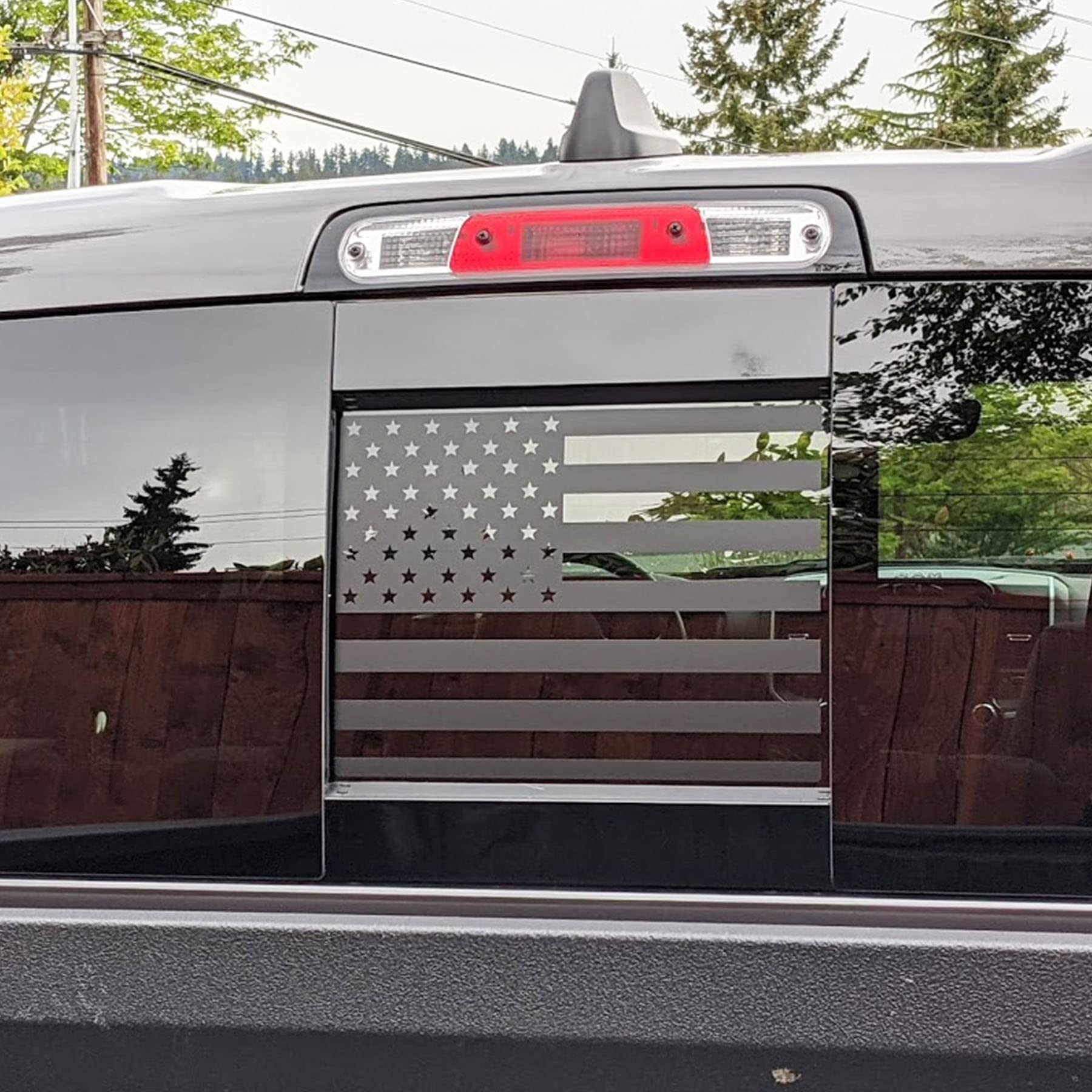 Zxiaochun Rear Middle Window American Flag Decal For Ford F150 F250 F350 2004-2011 2012 2013 2014 Back Center Sliding Window Gla