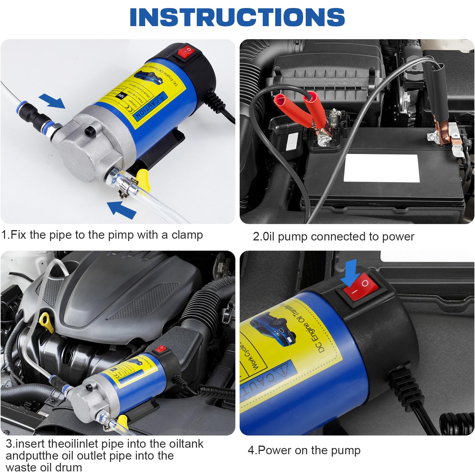 Oil Pump, 12V 100W Oil Extractor, Transfer Pump For Oil Change, Electric Transfer Oil Pump From Cars, Motorcycles, Rvs, Boats
