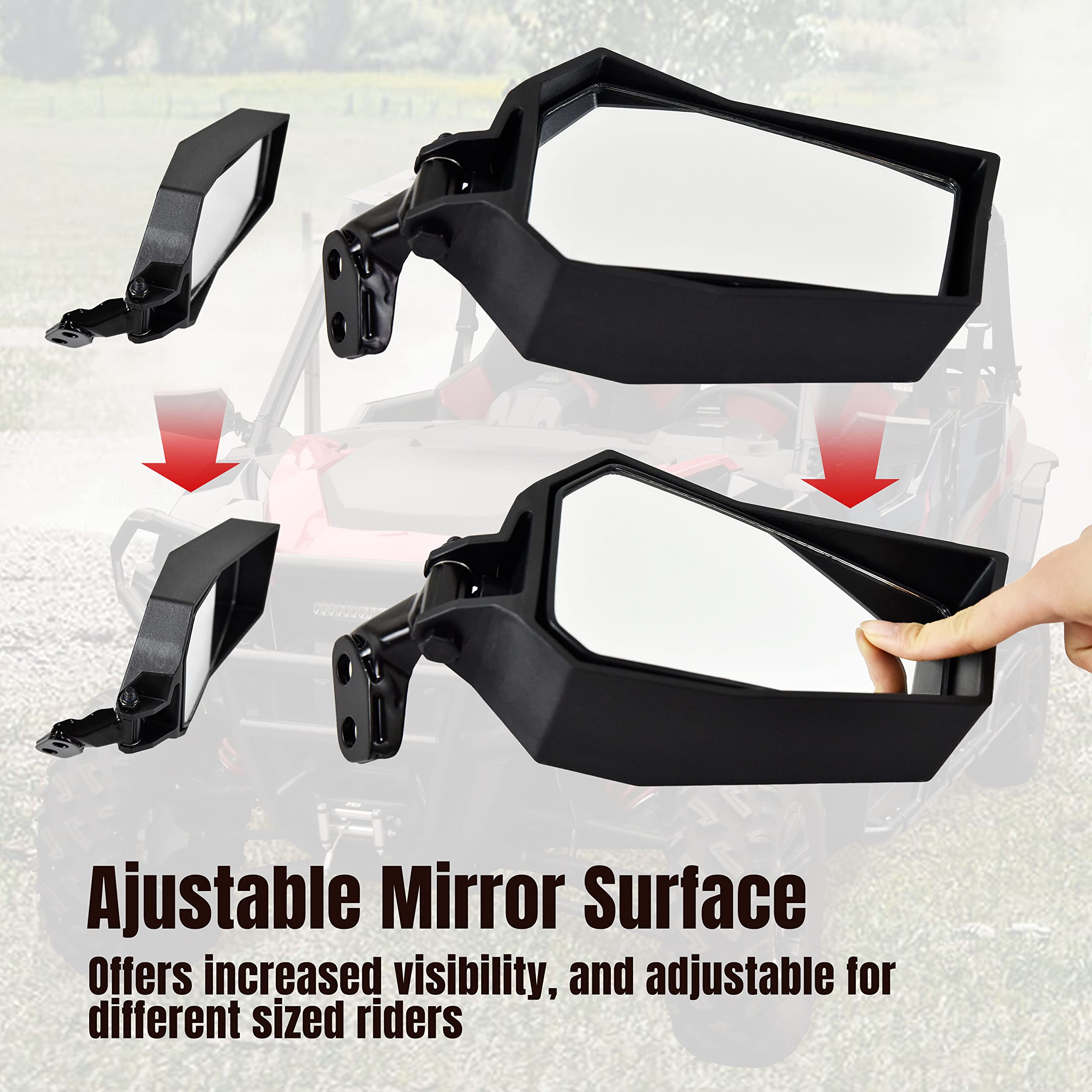 Sautvs Adjustable Rearview Side Mirrors For Polaris General Xp 1000, Folding Clear Rear View Side Mirrors For Polaris General 1000/4 1000 / Xp 1000 / Xp 4 1000 2016-2024 Accessories(2Pcs)