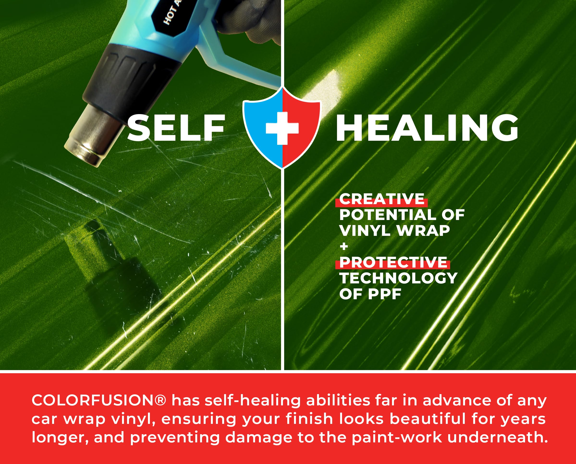 Colorfusion Ppf By Vvivid, Gloss Urban Green Dry Apply Ppf Vinyl Car Wrap Roll 10Ft X 5Ft