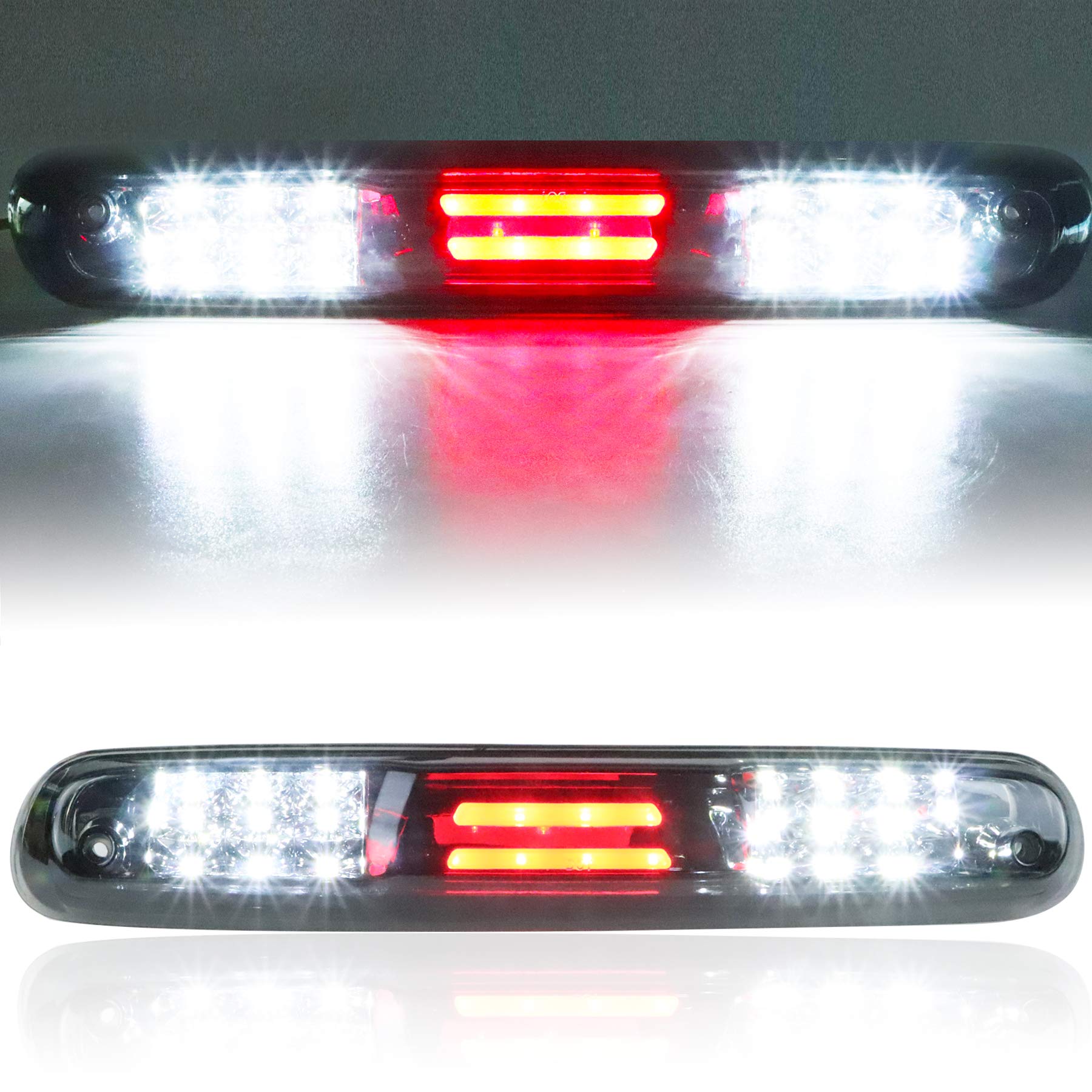 Tresound (Smoke) For 2007-2013 Chevy Chevrolet Silverado/Gmc Sierra 3D Led Bar 3Rd Third Tail Brake Light Rear Cargo Lamp High Mount Stop Light Chrome Housing