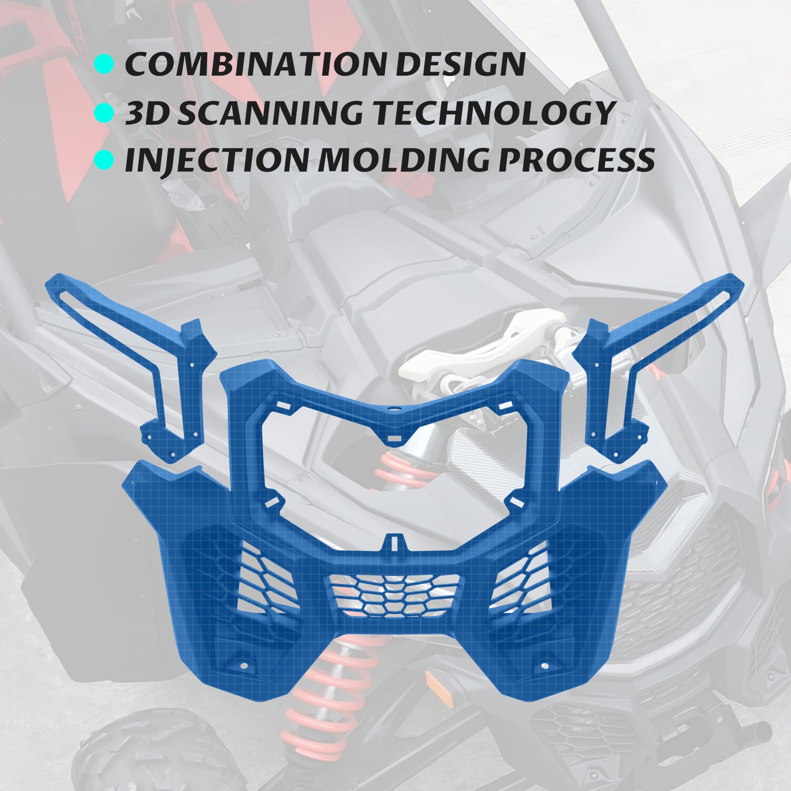 Sautvs Front Fascia For Can-Am Maverick X3, Black Combination Front Fascia Kit For Can Am Maverick X3 / X3 Max 2017-2025 All Models Accessories, Replace #705009508