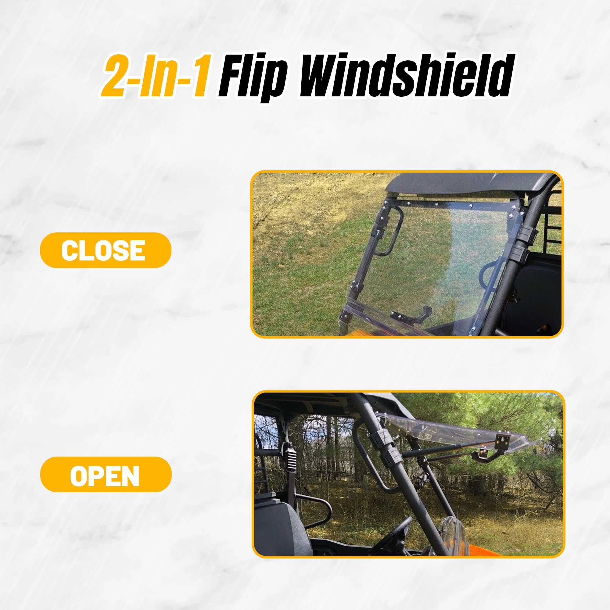 KUAFU 2-in-1 Flip Windshield Compatible with 2013-2018 Can-Am Maverick/ Maverick Max/ Maverick Turbo Max Fold Down Open Closed W