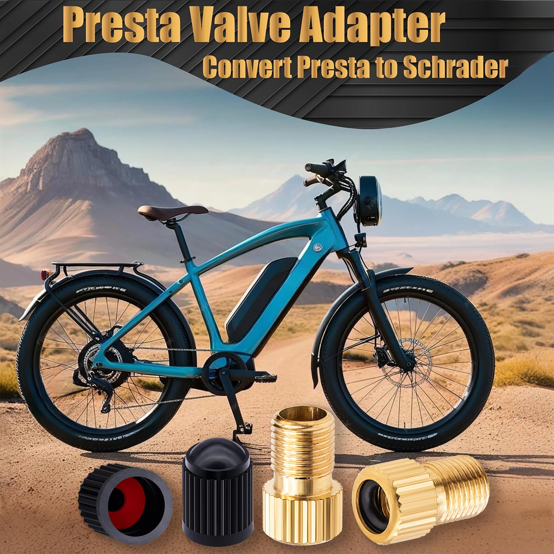 Meajoo 4Pcs Brass Presta Valve Adapter, Convert Presta To Schrader Adaptor, Inflate Tire Using Standard Pump Or Air Compressor F