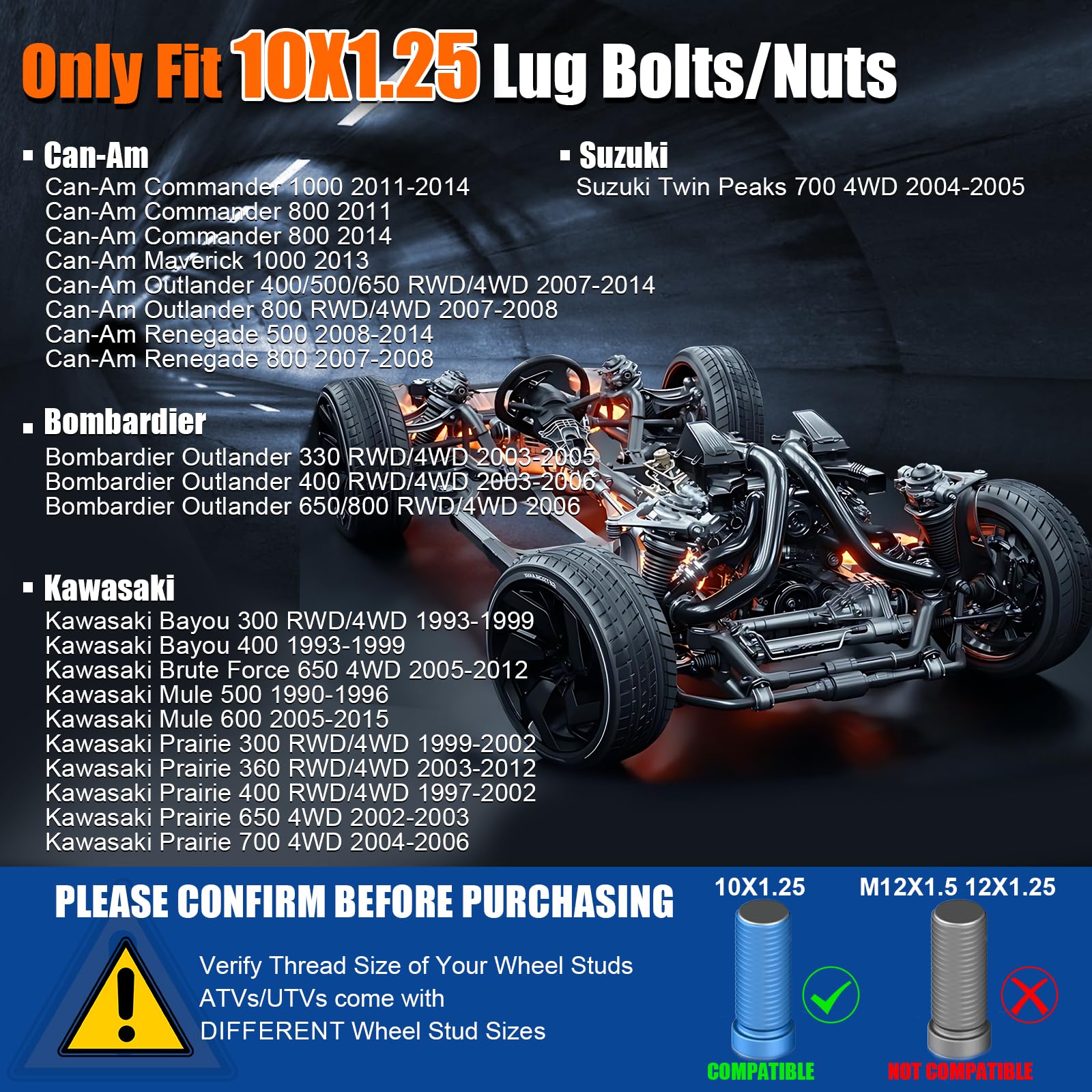 GAsupply 2'' 4x137 ATV Wheel Spacers 10x1.25 Studs Fit for CAN-AM Commander Outlander Kawasaki Mule, 4 Lug 4x137mm 50mm Wheel Sp