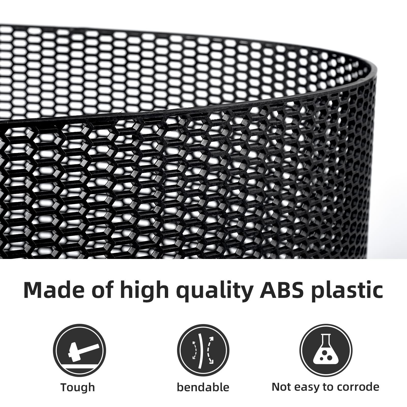 Aggauto 47''X16'' Abs Plastic Universal Car Grill Mesh, Automotive Grille Insert Bumper Honeycomb Hole 7X15Mm Hex Grids Black