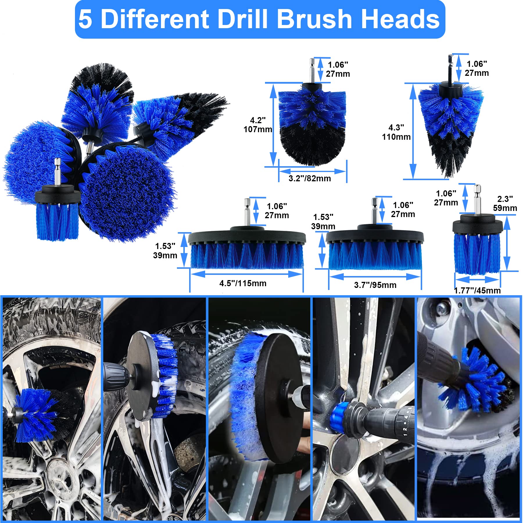 29Pcs Car Detailing Brush Set, Car Detailing Kit, Auto Detail Supplies Tools With Wheel Drill Brush Set, Car Cleaning Kit, Car P