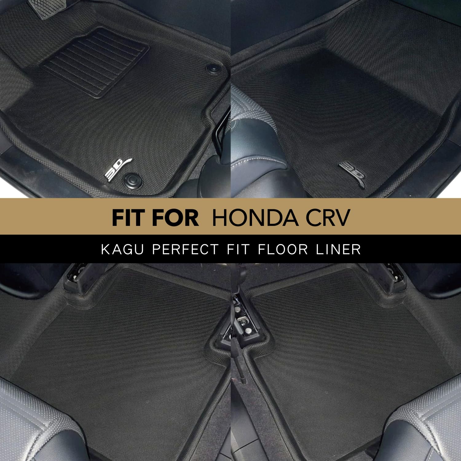 3D Maxpider Custom Fit Kagu Floor Mat (Black) Compatible With Honda Cr-V 2017-2022 - Full Set