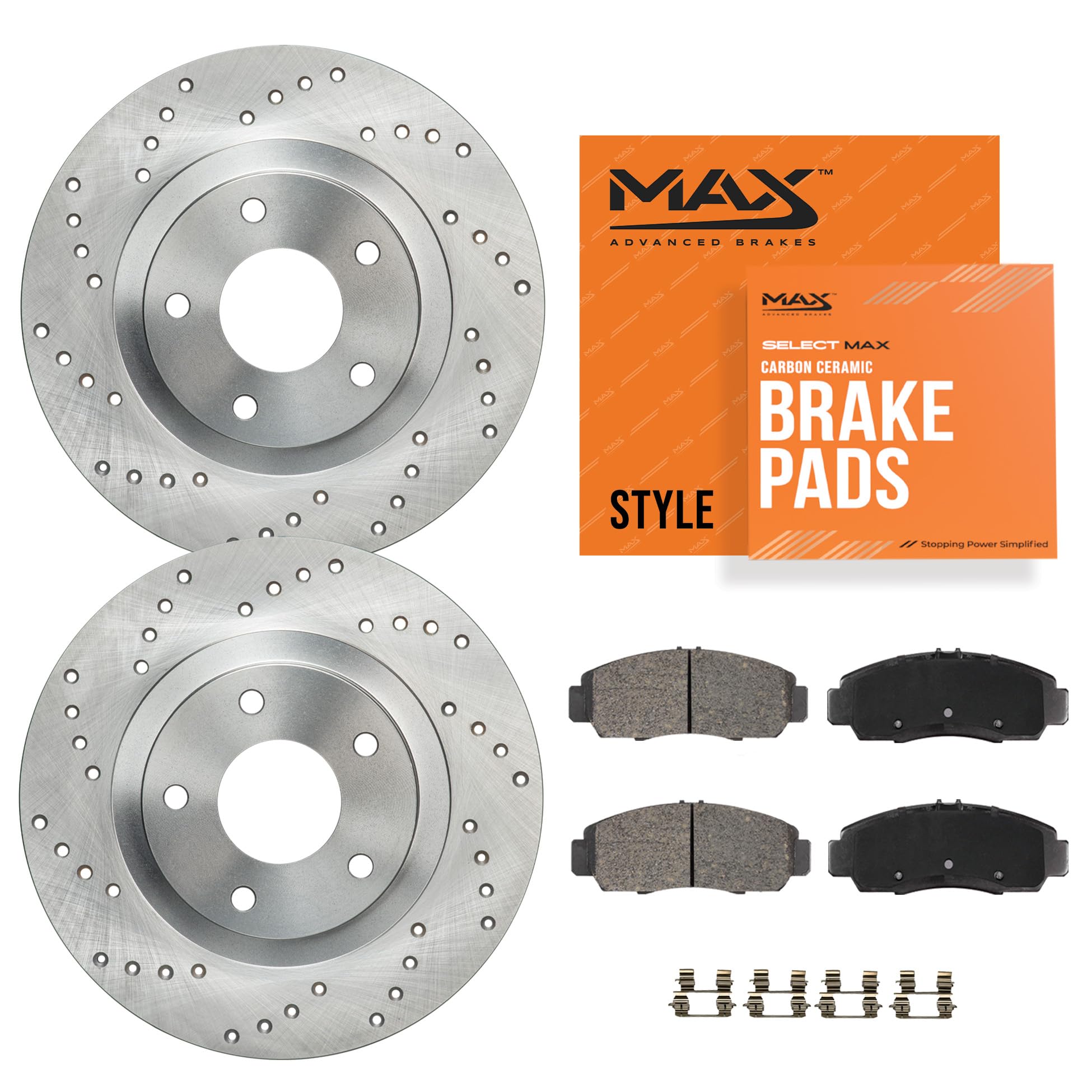 Max Advanced Brakes Front Brake Kit Compatible With 2006-2011 Buick Lucerne Compatible With Chevy Impala Monte Carlo Replacement