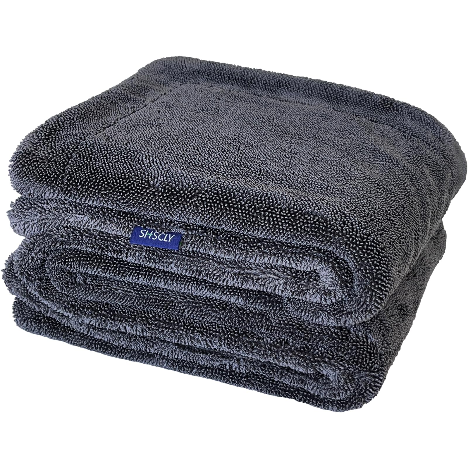 SHSCLY Microfiber Car Drying Towel Large Double Twist Pile 1200GSM Gray 35.5 x 24 Inches Pack of 1