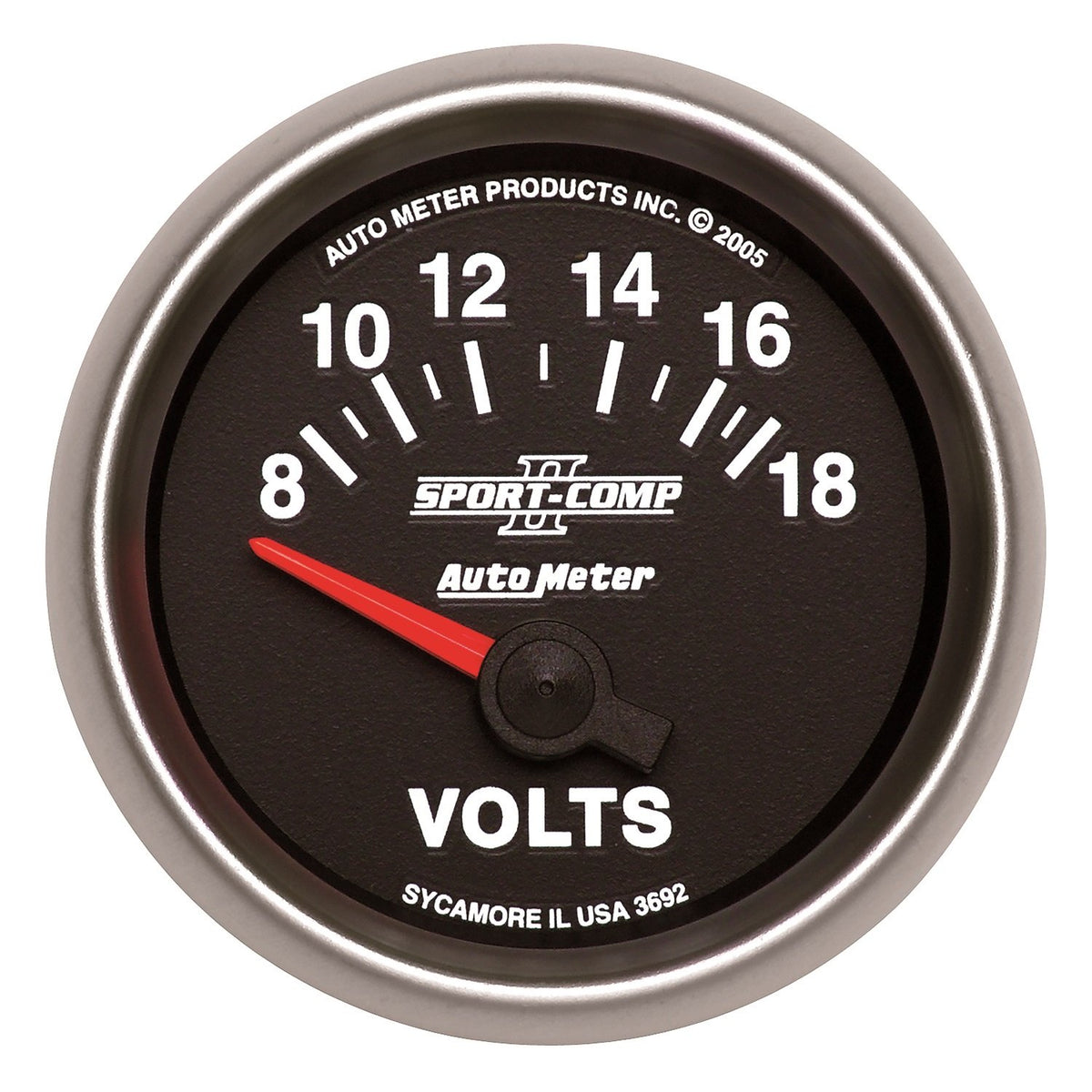 Auto Meter 3692 Sport-Comp II 2-1/16&quot; 8-18V Short Sweep Electric Voltmeter
