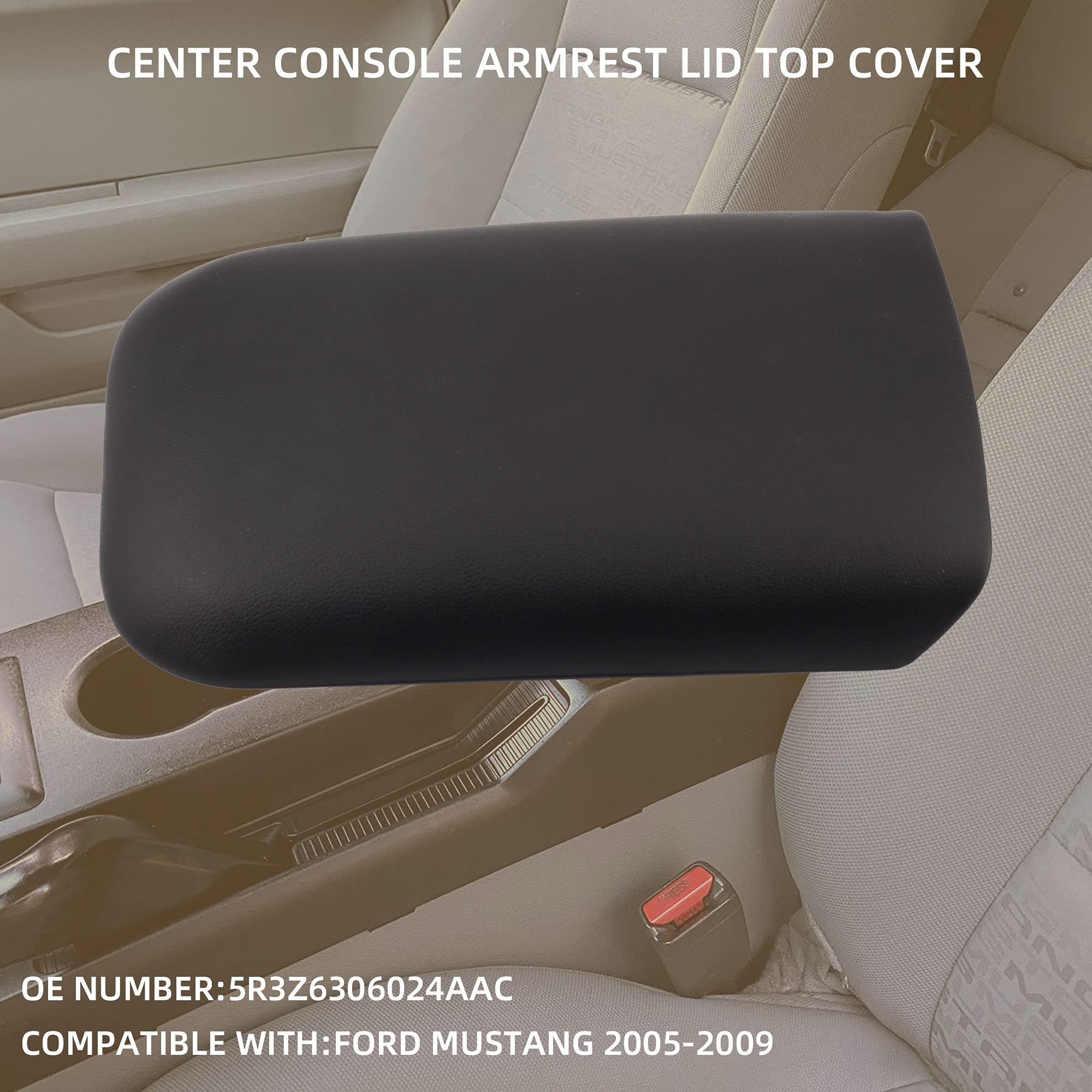 Dasbecan Center Console Armrest Lid Top Pad Compatible With Ford Mustang 2005-2009 Replaces# 5R3Z6306024Aac 5R3Z-6306024-Aac (Bl