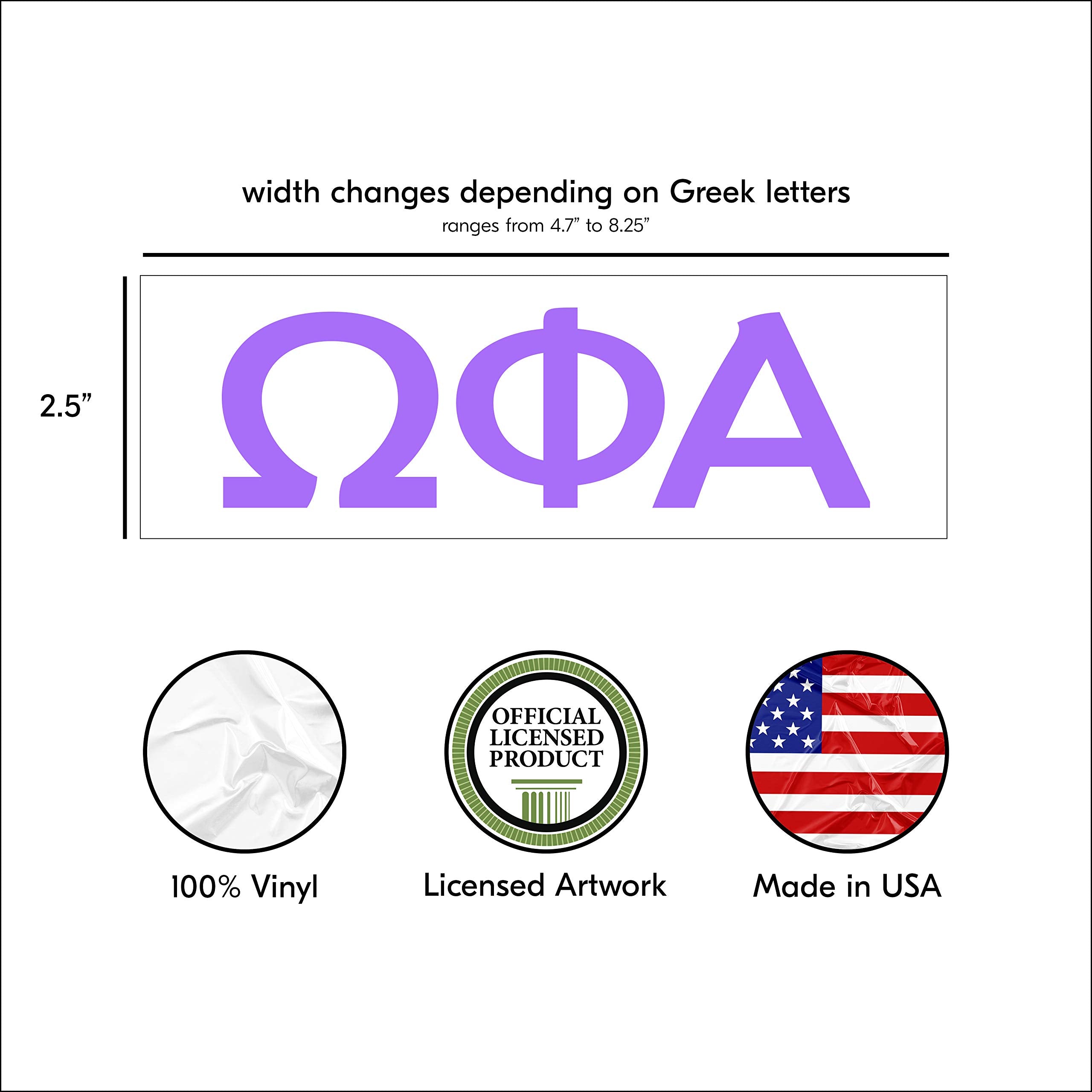 Pro-Graphx Omega Phi Alpha Greek Sorority Sticker Decal, 2.5 Inches Tall, Lilac