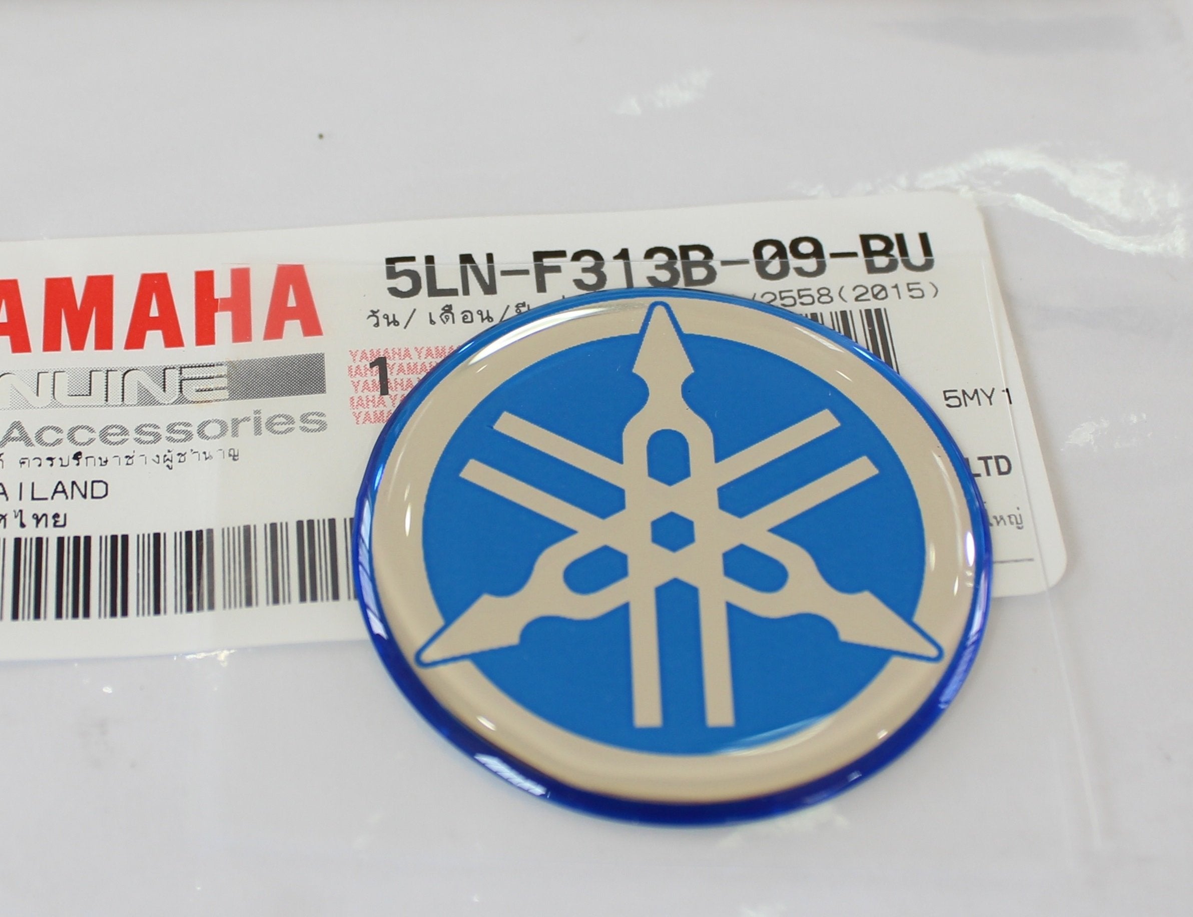 Yamaha 5Ln-F313B-09-Bu - Genuine 40Mm Diameter Tuning Fork Decal Sticker Emblem Logo Blue Raised Domed Gel Resin Self Adhesive Motorcycle/Jet Ski/Atv/Snowmobile