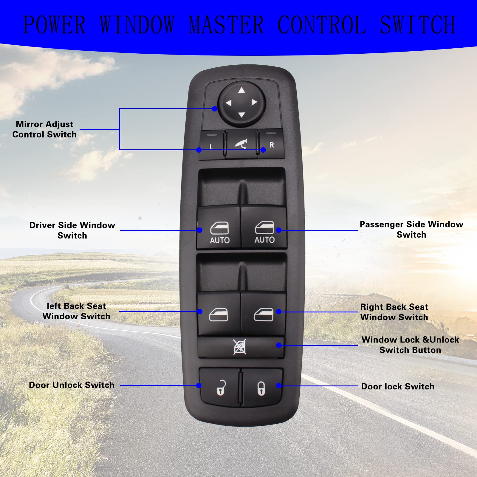 Sherxibo Power Window Switch Compatible With 2011-2012 Dodge Journey 2012 Chrysler 300 2016-2018 Ram 1500 2500 3500 2019-2021 Ram 1500 Classic Replace For: 56046826Ae 56046826Ac 56046826Ad