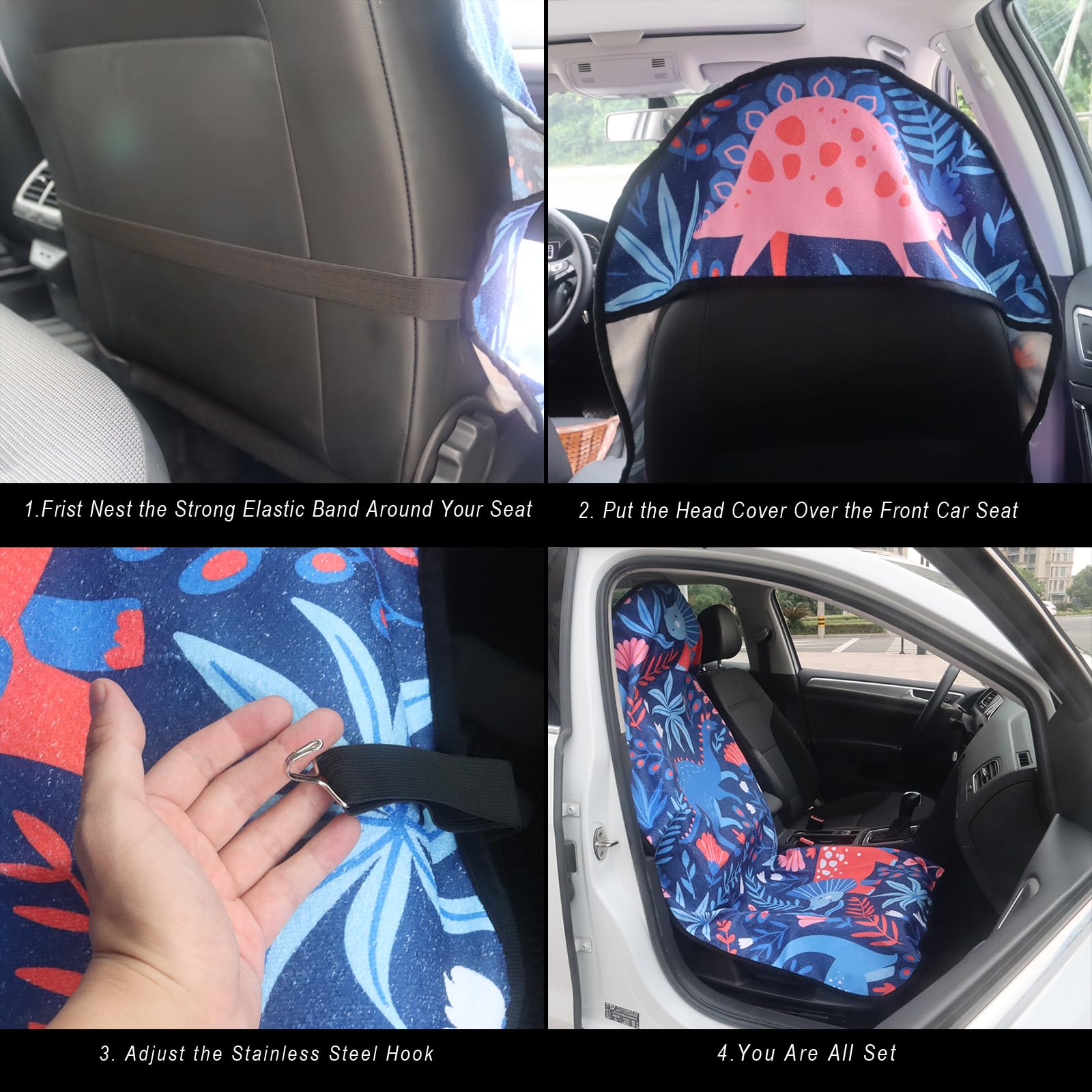 Loyagour Car Seat Cover Protector Front Seats,For Gym Workout,Running,Swimming,Beach And Hiking,Waterproof Sweat Towel Bucket Seat Covers For Trucks Suv Jeep (Dinosaur, 1Pcs)