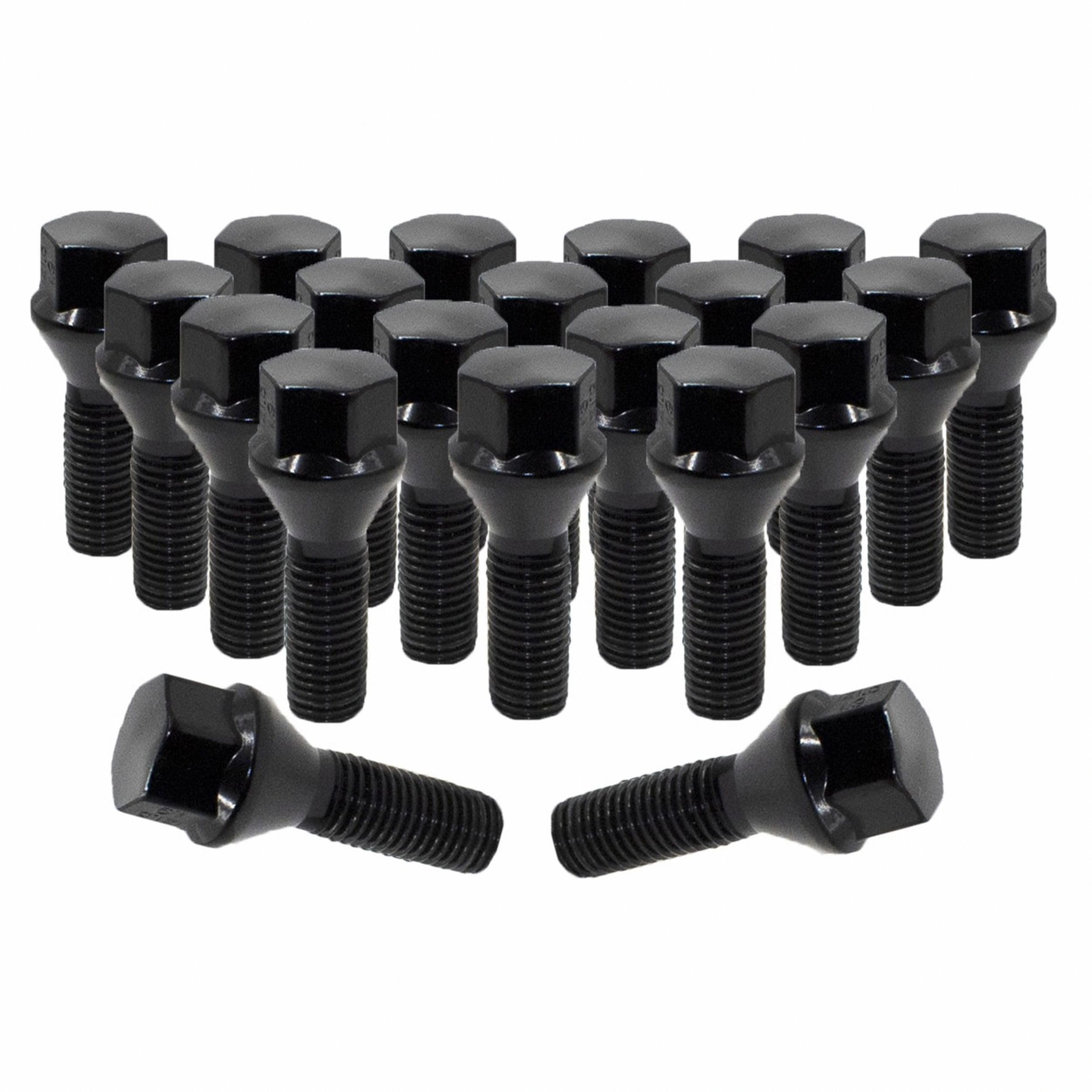 Wheel Accessories Parts 20 Pcs Lug Nut Set M12 X 1.25 12X1.25 Thread Acorn Seat Lug Bolts 17Mm Hex 28Mm Thread Length Black Lug Nuts For Chrysler 200 | 2016+ Jeep Cherokee | 2017+ Jeep Compass