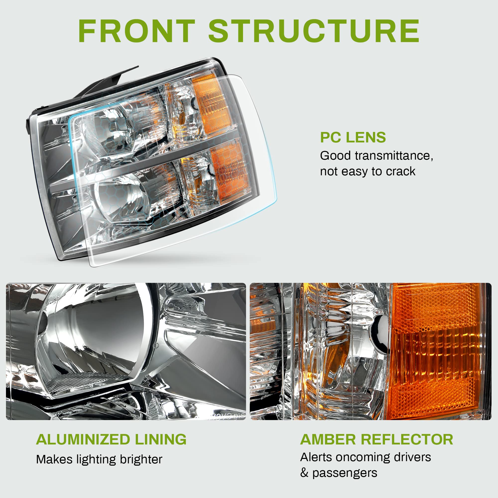 Autosaver88 Headlight Assembly Compatible With 2007-2013 Chevy Silverado 1500/2007-2014 Silverado 2500 Hd 3500 Hd Replacement He