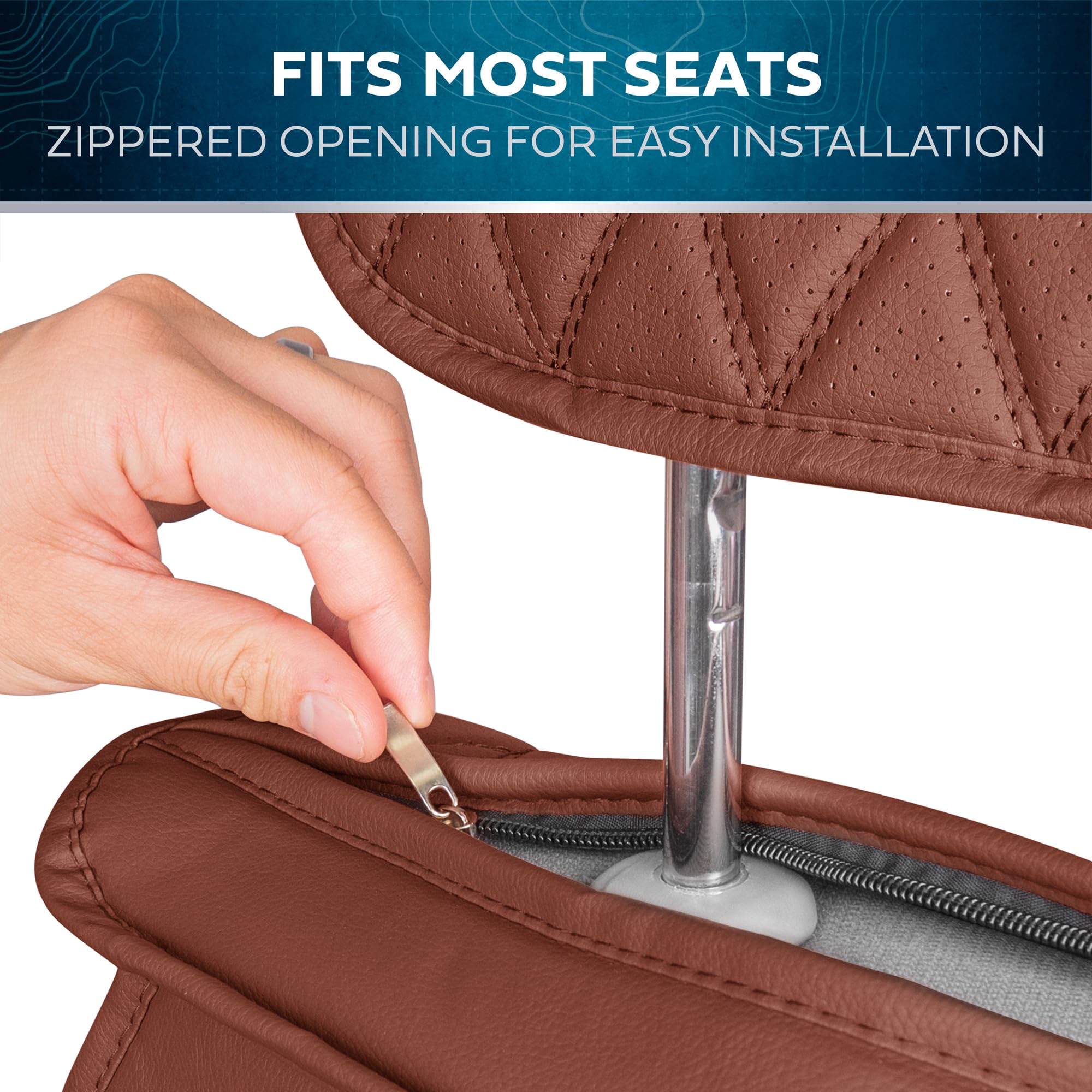 Motorbox Car Seat Covers – Ranch Leatherette Faux Leather Terracotta Seat Covers For Car – Diamond Stitched Cushioned Seat Protectors For Automotive Accessories, Trucks, Suv, Car – Full Set