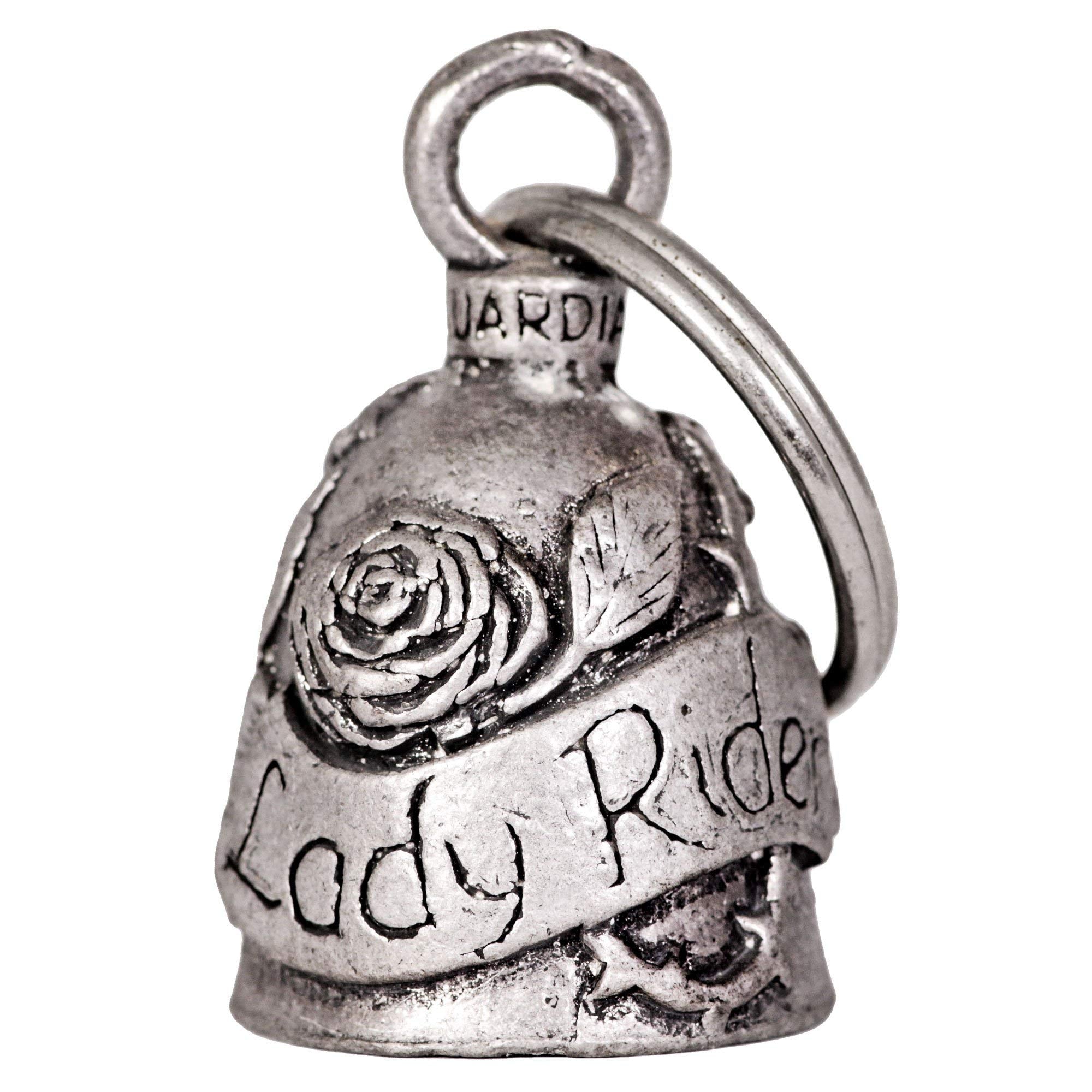 Guardian Bell Lady Rider Bell Good Luck Bell W/Keyring & Black Velvet Gift Bag | Motorcycle Bell | Lead-Free Pewter | Good Luck Gift To Friends & Family | Bike Bell | Made In Usa