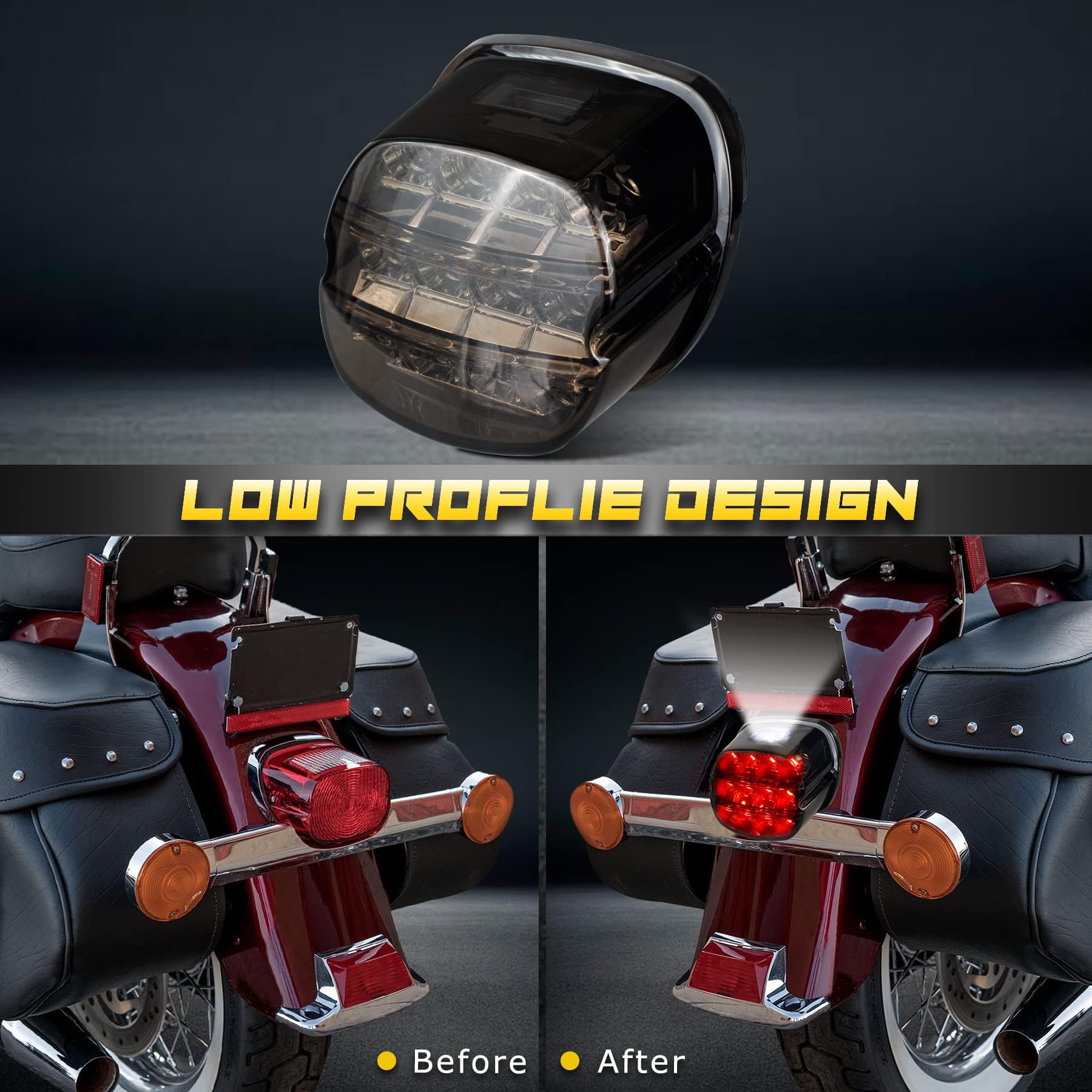 Nthreeauto Smoked Led Rear Tail Light Motorcycle Taillights Brake Driving Compatible With Harley Dyna Road King Electra Glide Street Bob Touring