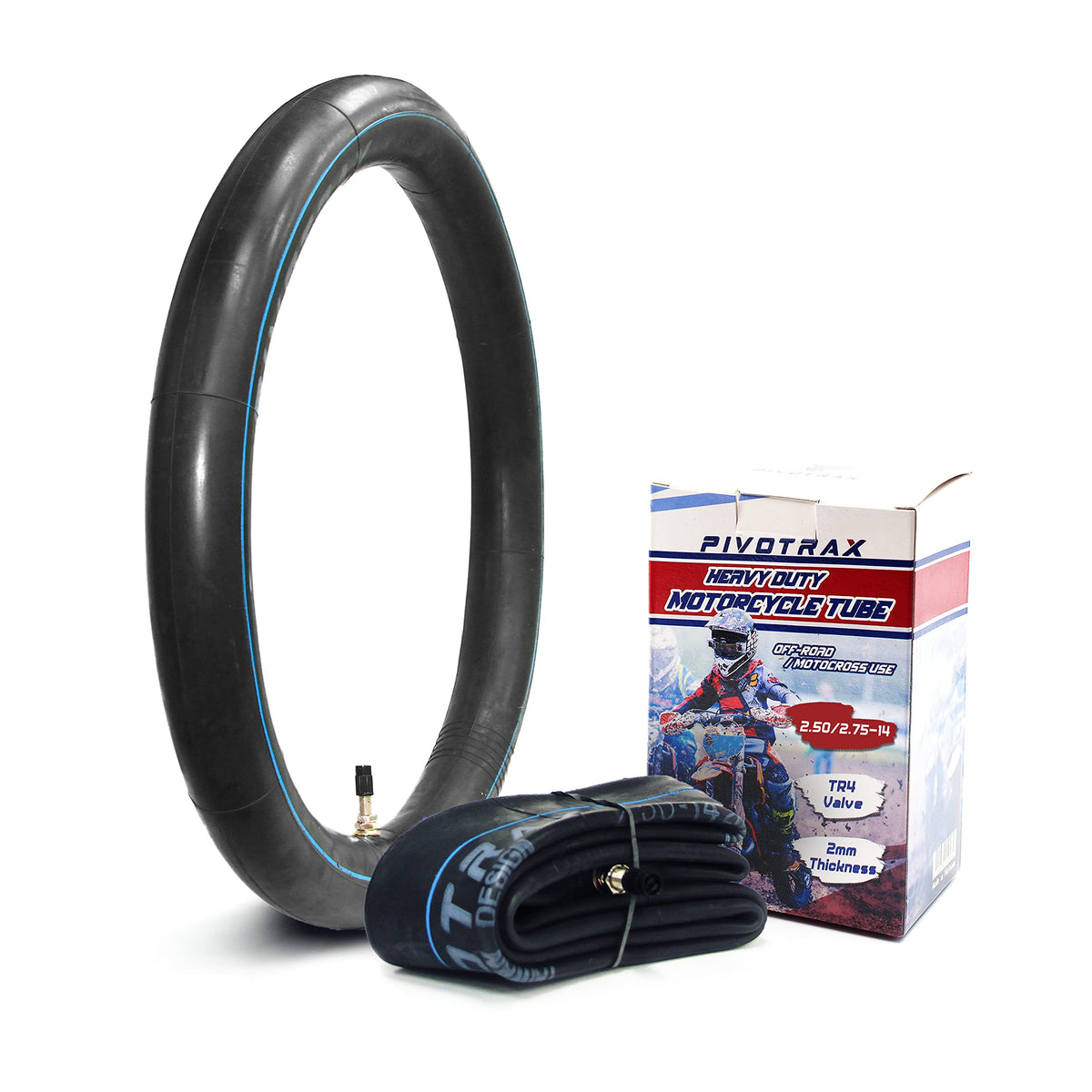Pivotrax 2.50/2.75-14 (60/100-14) 14 Heavy Duty Mini Dirt Bike Inner Tube - 2 Mm Reinforced Thickness - Tr4 Valve Stem Straight