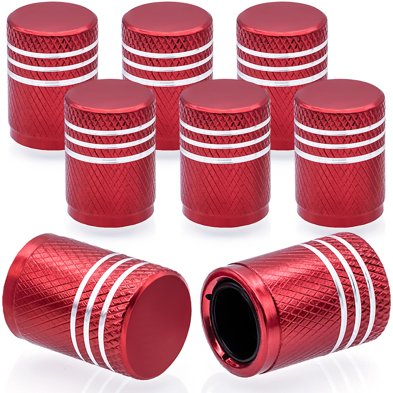 Meajoo 8Pcs Tire Valve Stem Caps, With Plastic Liner, Corrosion Resistant Leak-Proof, Anodized Alloy Universal Tire Valve Stem C