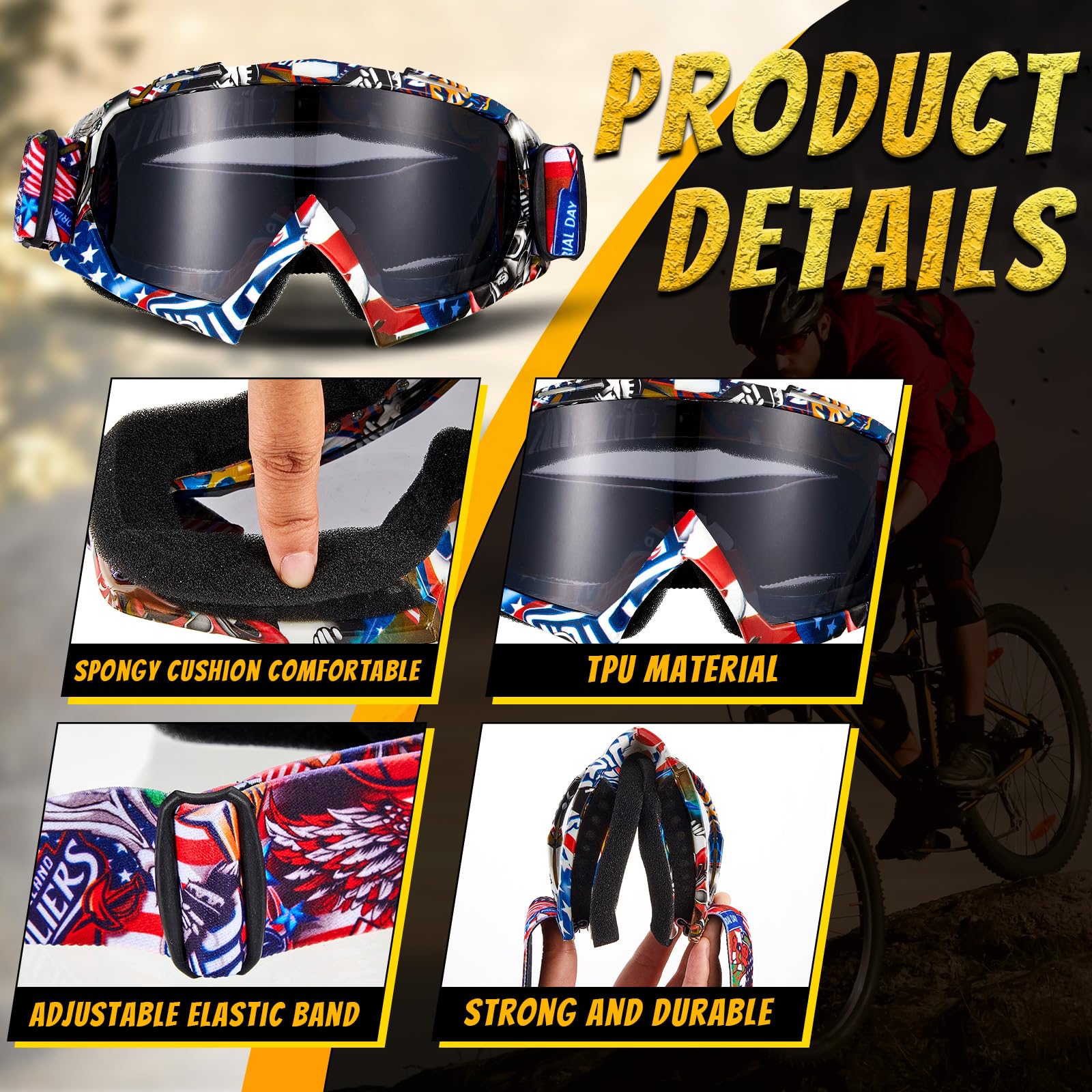 Dunzy 8 Pairs Dirt Bike Goggles Motorcycle Goggles Atv Motocross Riding Offroad Goggles For Adults Men Women