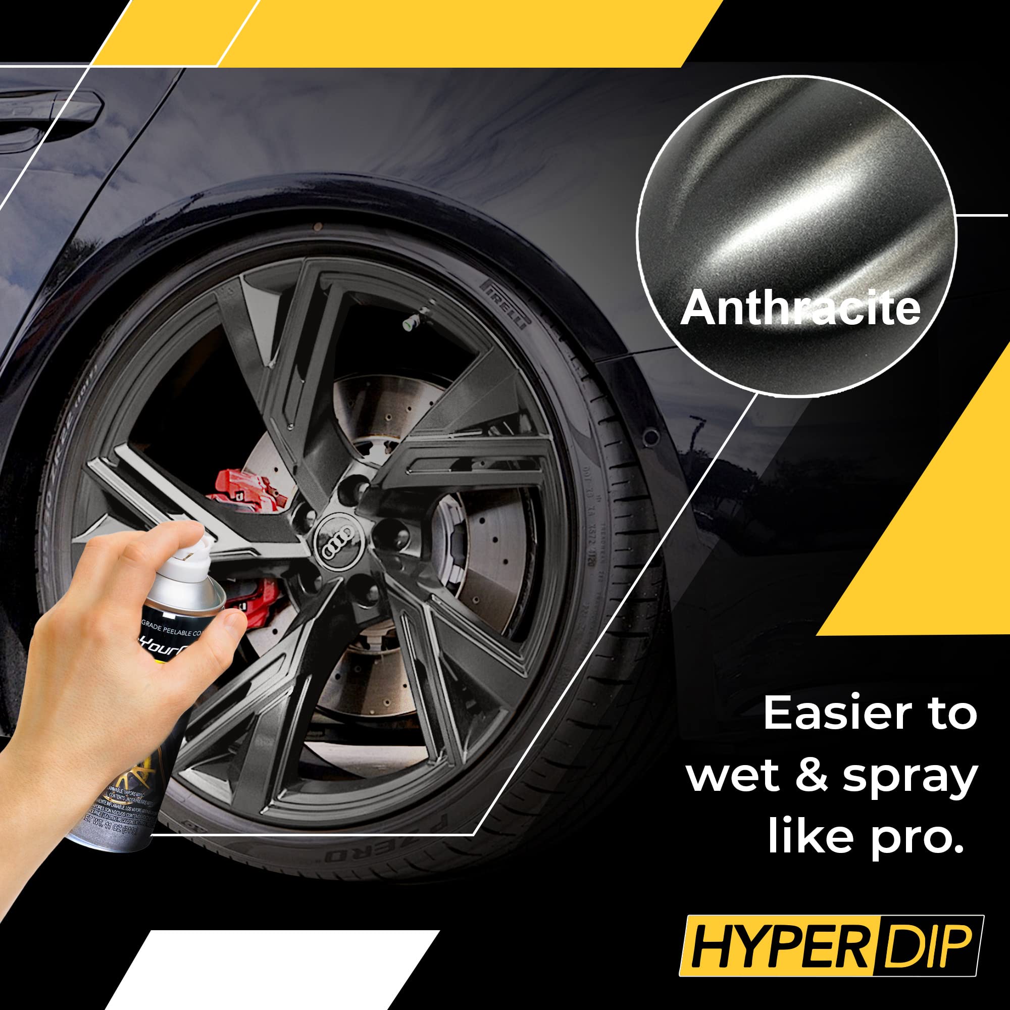 Dipyourcar Hyperdip Paint - Can Of Sprayable Automotive Dip Coat - Removable Peelable Paint Protection For Cars - Anthracite Gre