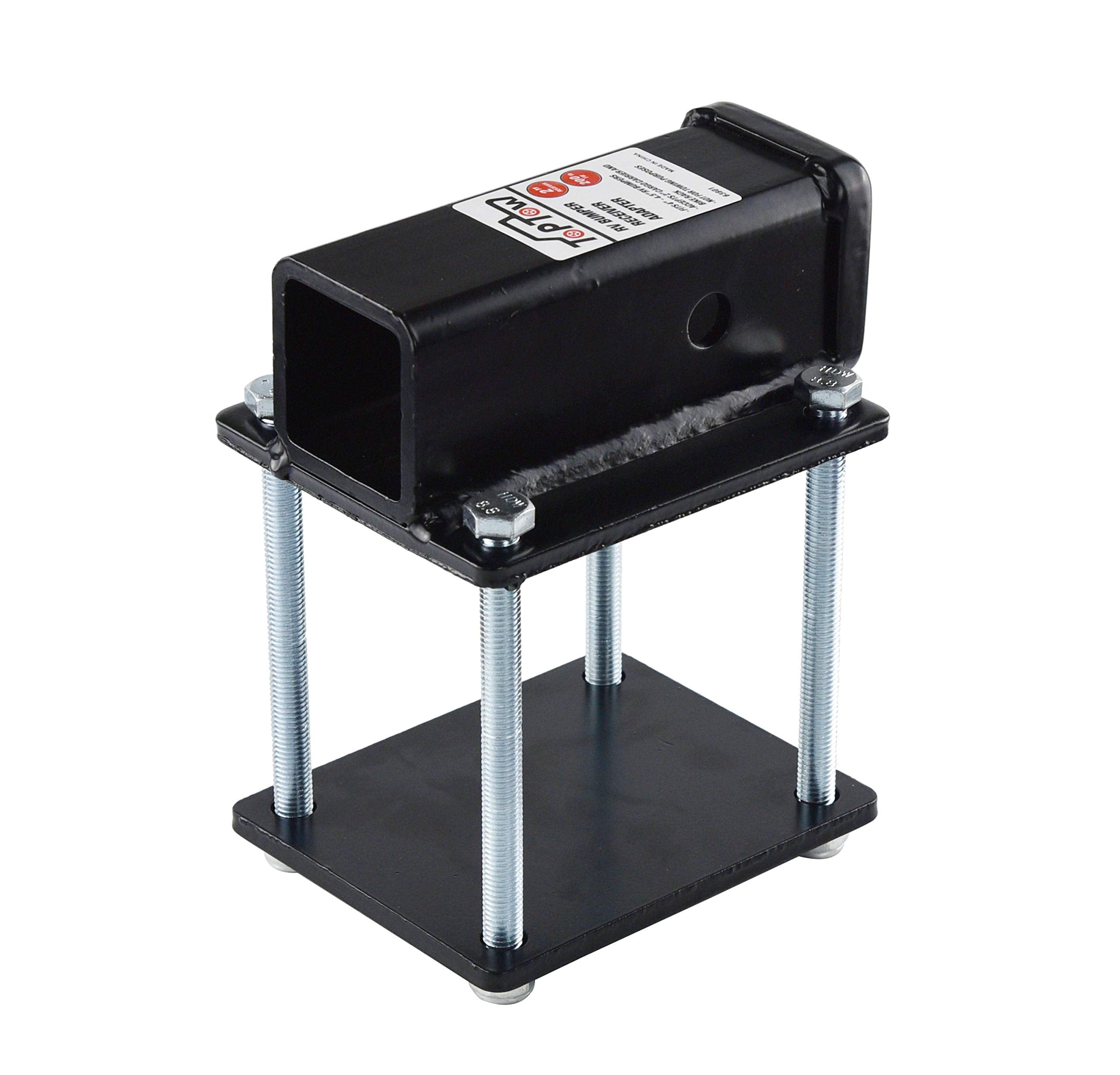 Toptow Rv Bumper Hitch Receiver 63801 For 4 Inch To 4.5 Inch Beams, 2 Inch Receiver Opening, Fits For Bike Racks, Cargo Carriers Camper-On