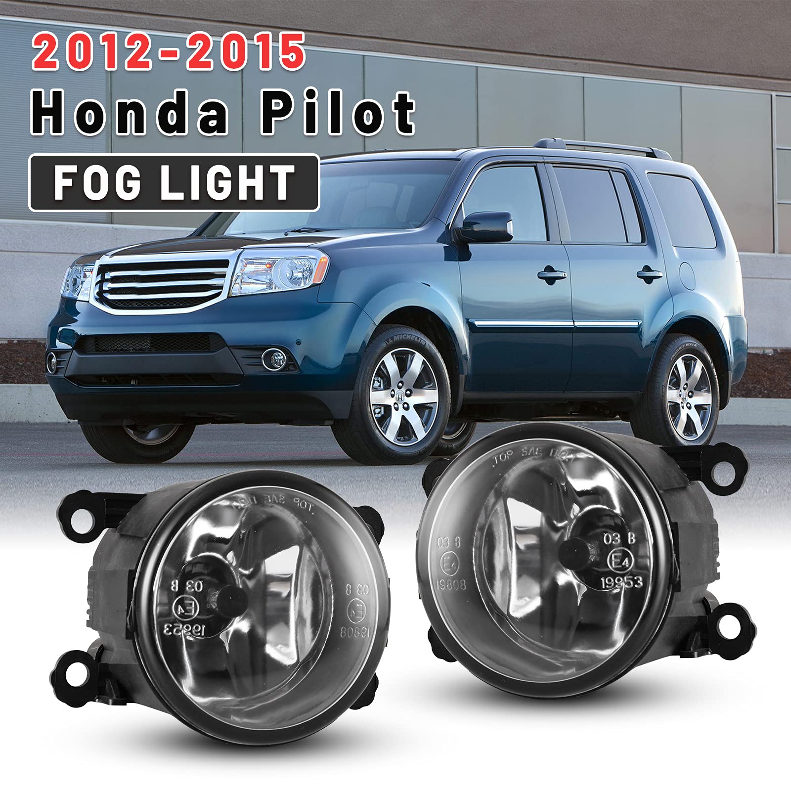 Autowiki Fog Lights For 2012 2013 2014 2015 Honda Pilot Lamps Assembly Glass Lens Driver Passenger Replacement 1 Pair