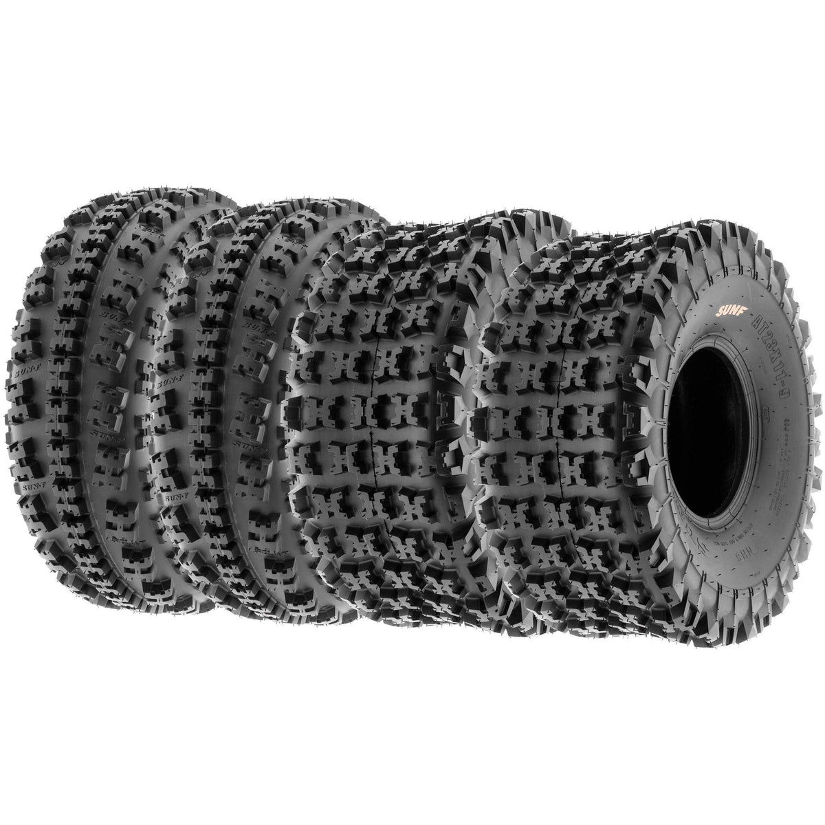 Set Of 4 Sunf Xc 19X7-8 Front & 18X10.5-8 Rear Atv Utv Knobby Sport Tires, 6 Pr Tubeless A027