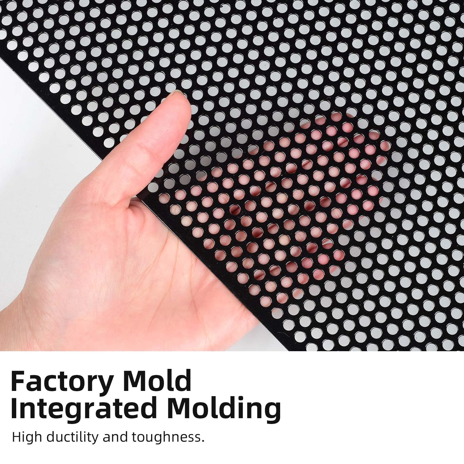 Aggauto Universal 40'X13' Car Grill Mesh - Aluminum Alloy Automotive Grille Insert Bumper Perforated Metal Sheet Round Hole 4Mm, One Of The Most Multifunctional Shape Grids 100X33Cm Black