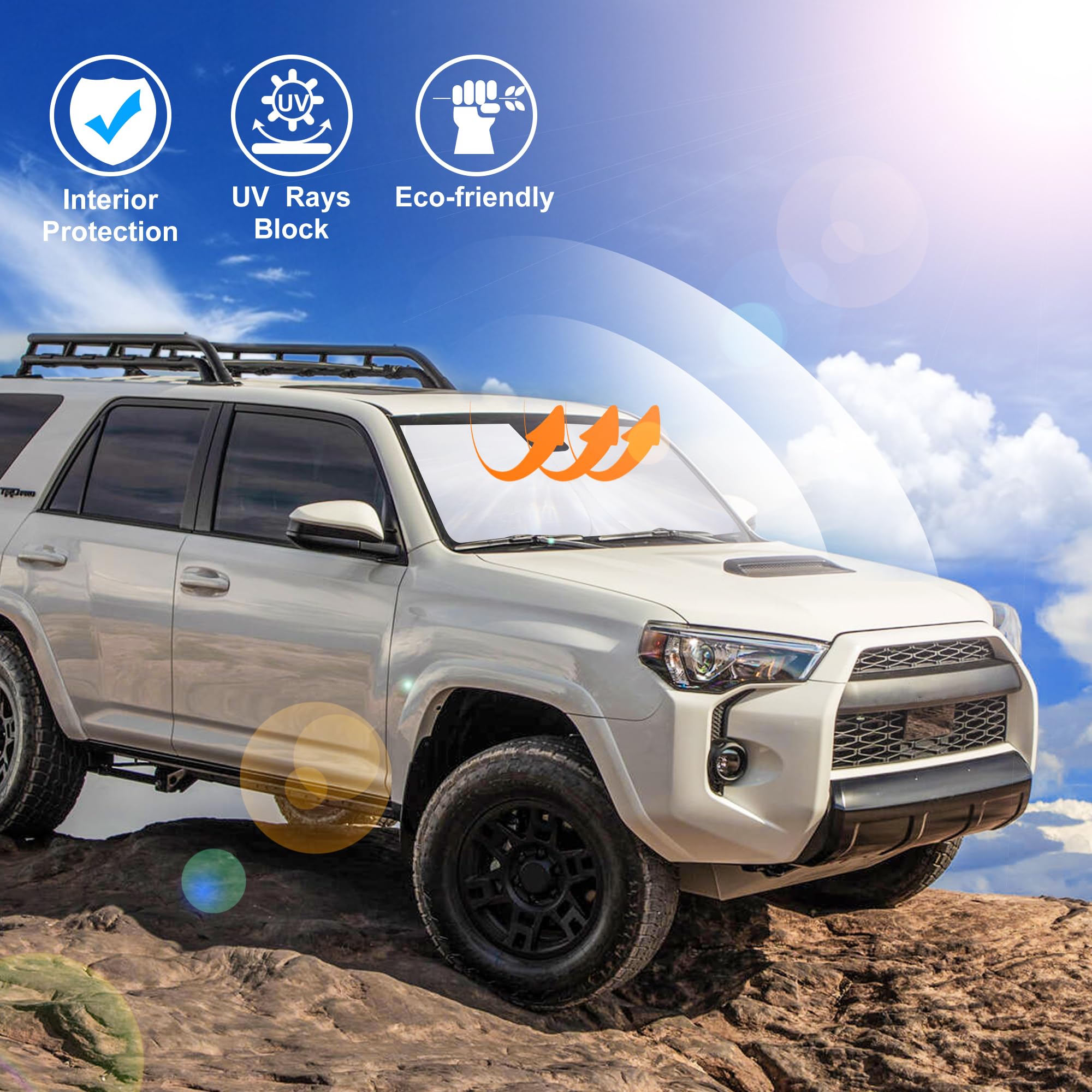Windshield Sun Shade Fit For Toyota 4Runner 2010-2024 2025 Accessories Foldable Front Window Sunshade Sun Protection Keeps Car C