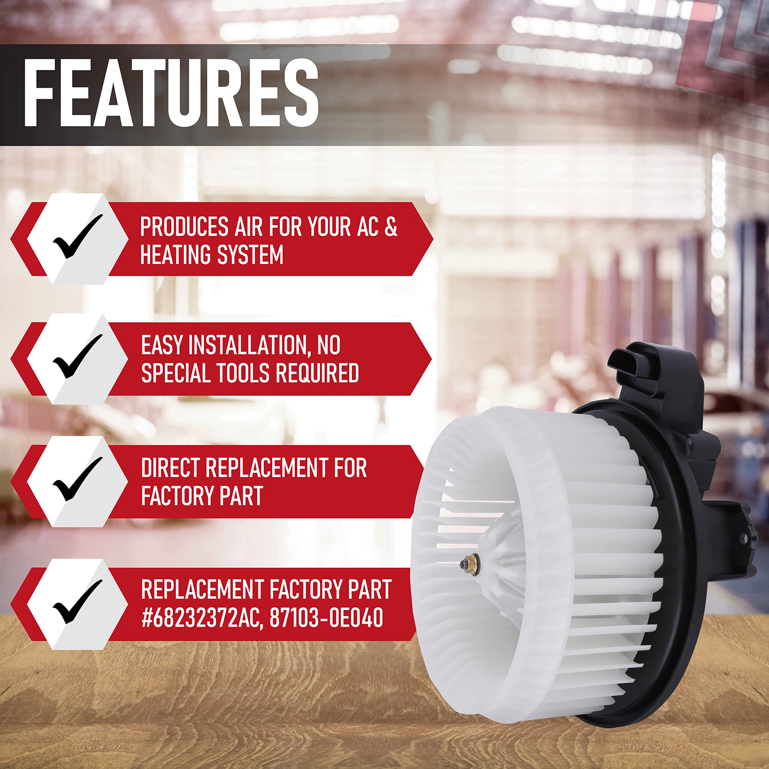 Replacement Ac Blower Motor With Fan - Replaces 68232372Ac, 87103-0E040, 87103-60400 - Dodge, Lexus And Toyota Vehicles - Journe