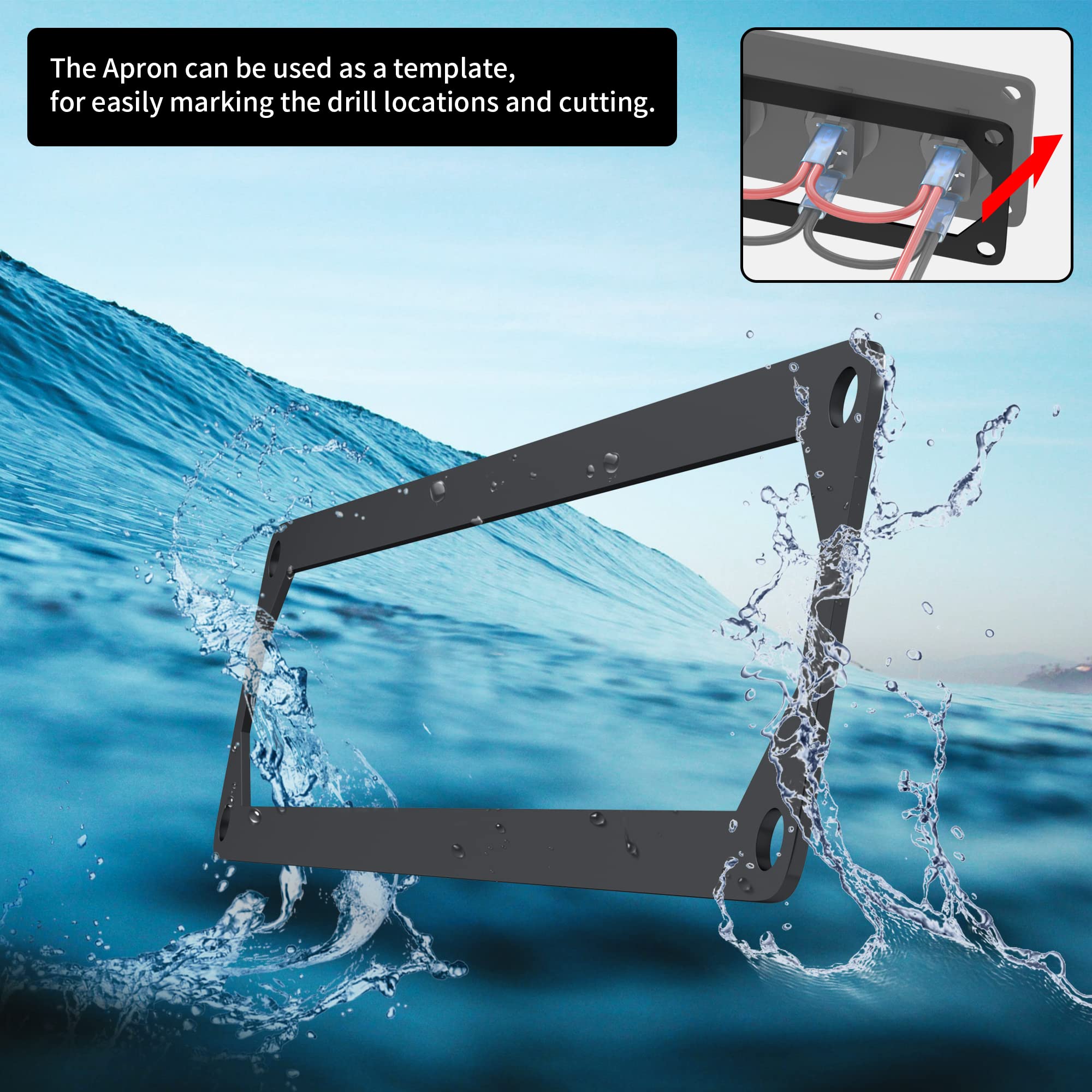 Rvboatpat 6 Gang Rocker Switch Panel 12V Round Toggle Switch Panel 3 Pin Blue Led Lighted 12 Volt Dc 20A Spst On-Off Switch For